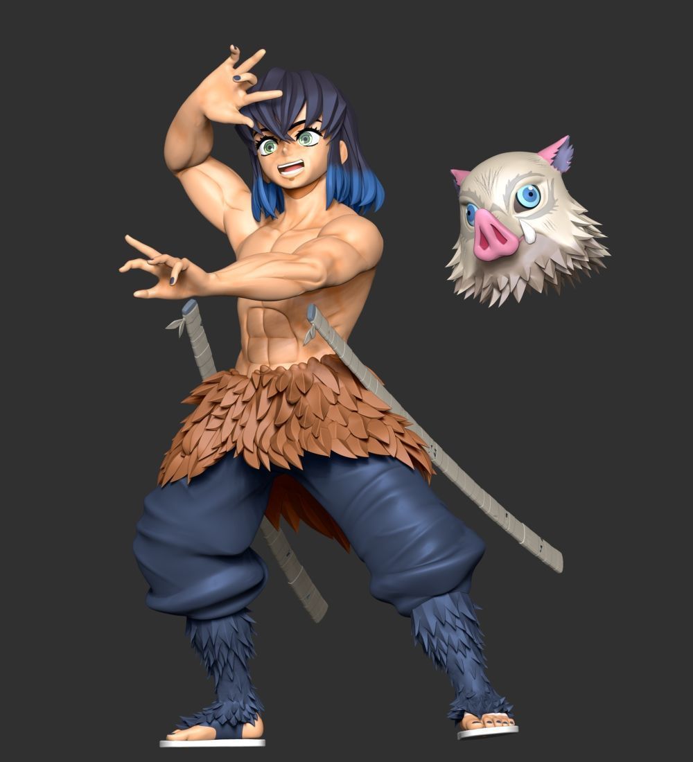 Inosuke Hashibira Boar Face Mask 3D print model_6