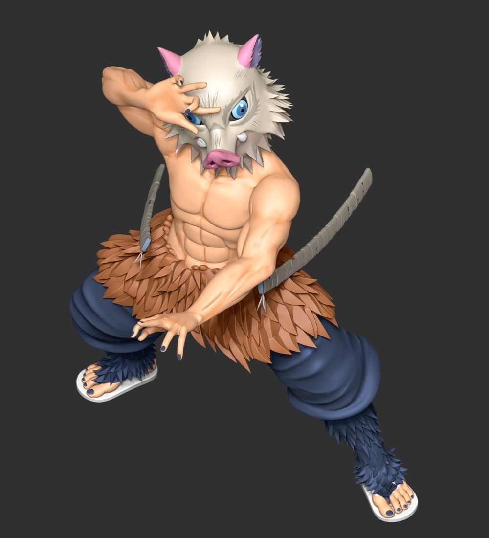 Inosuke Hashibira Boar Face Mask 3D print model_8