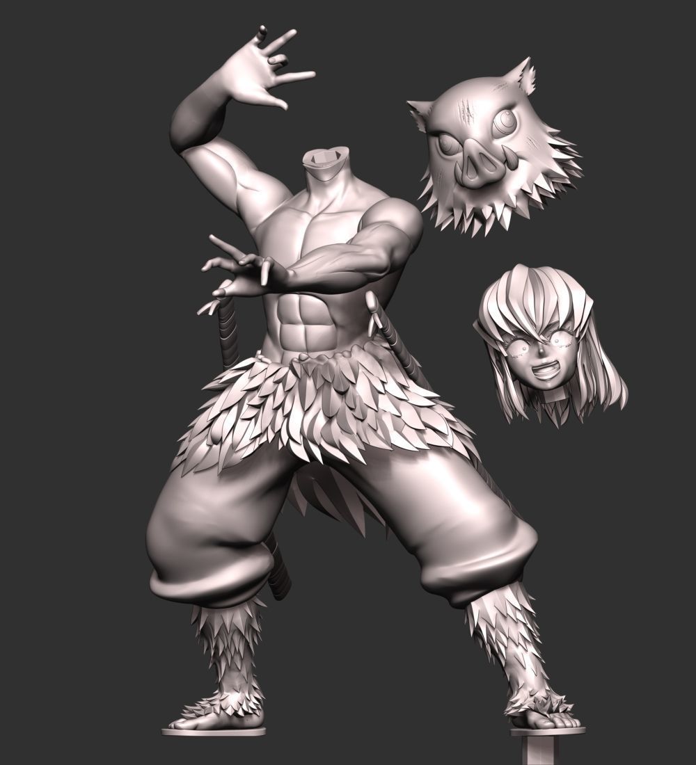 Inosuke Hashibira Boar Face Mask 3D print model_3