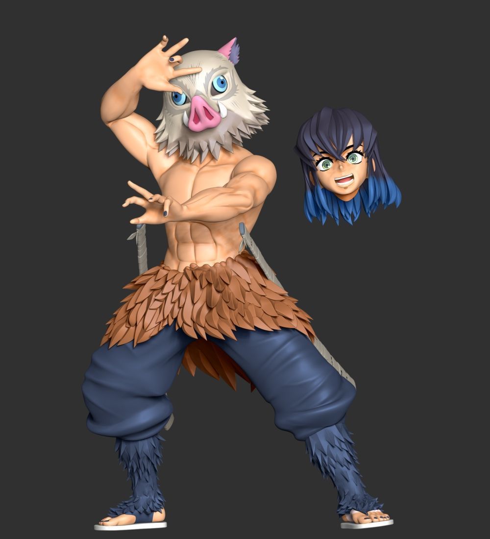 Inosuke Hashibira Boar Face Mask 3D print model_5