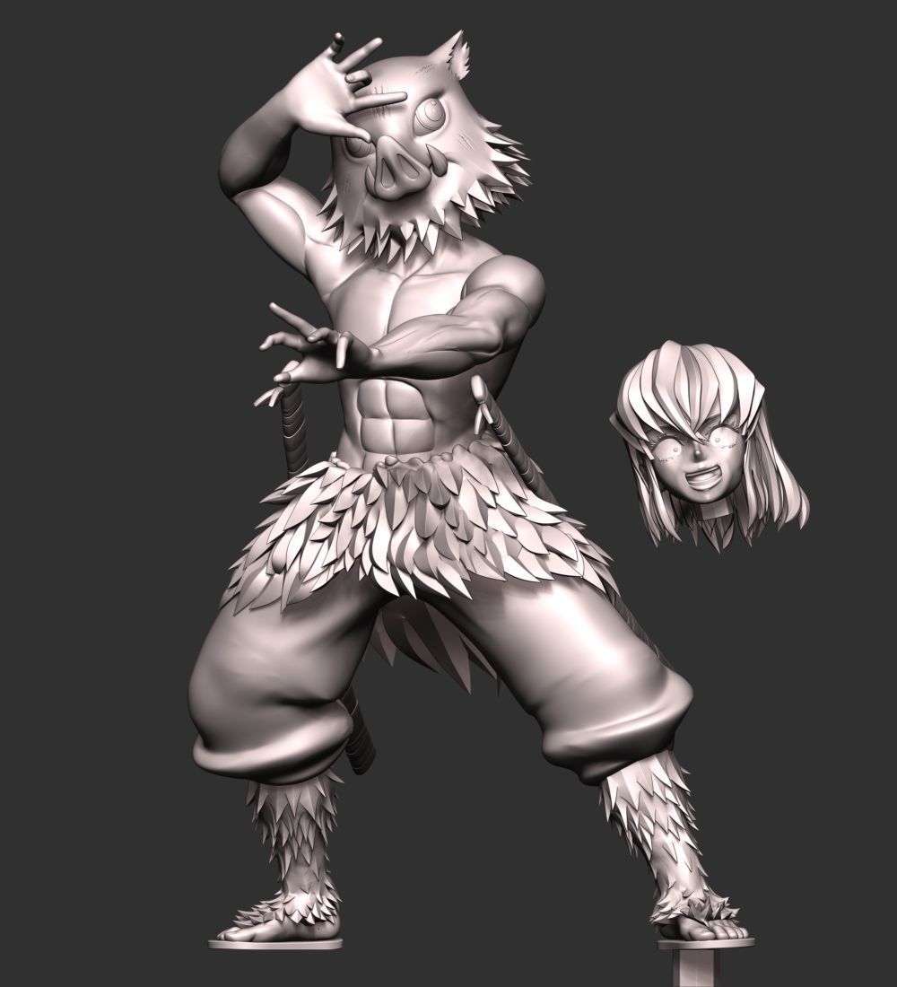 Inosuke Hashibira Boar Face Mask 3D print model_10
