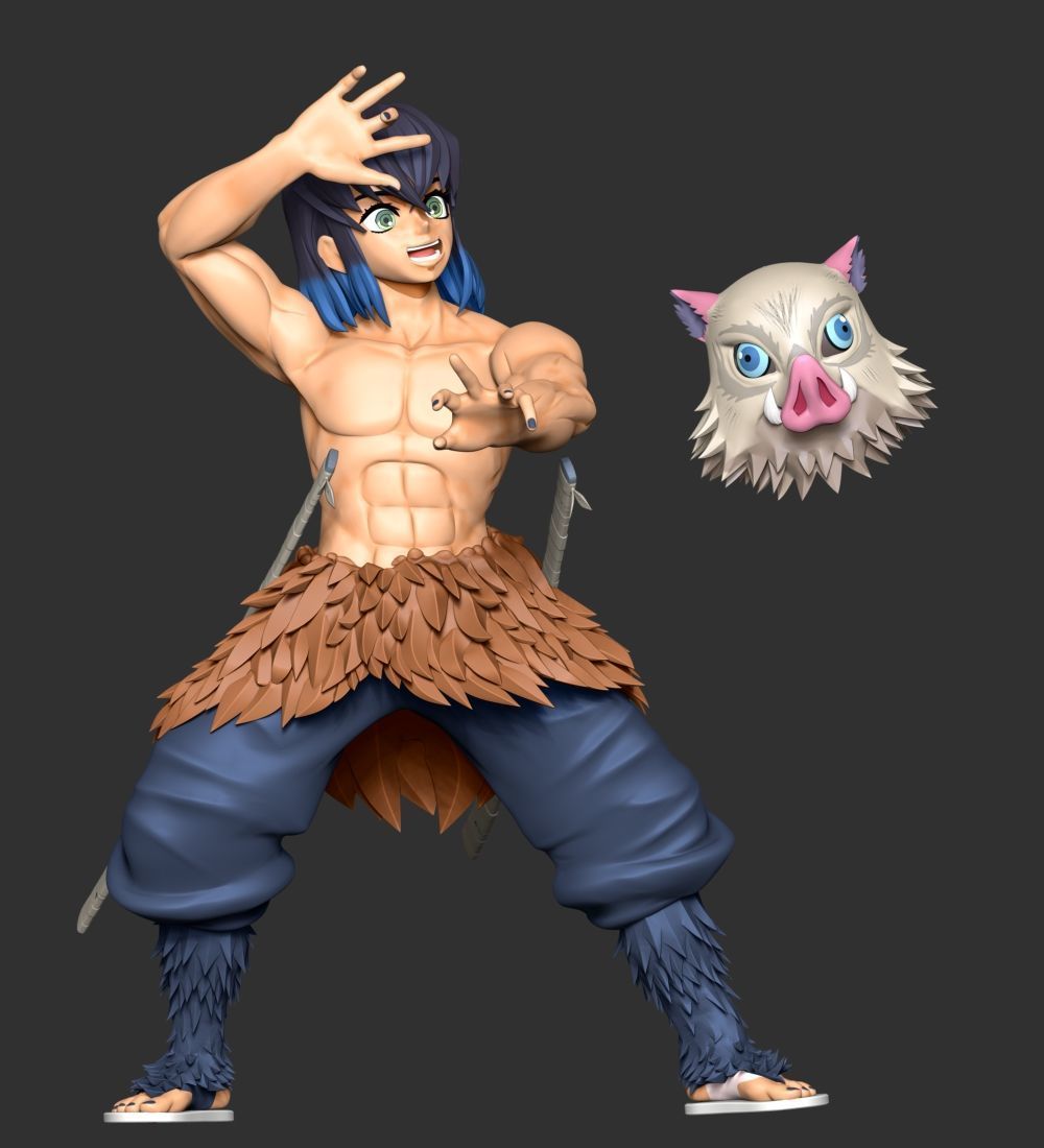 Inosuke Hashibira Boar Face Mask 3D print model_4