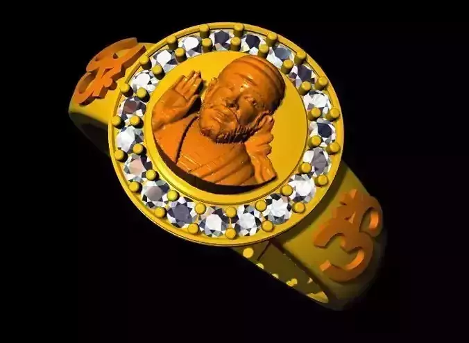 OM Sai Baba Ring 3dm file 3D print model