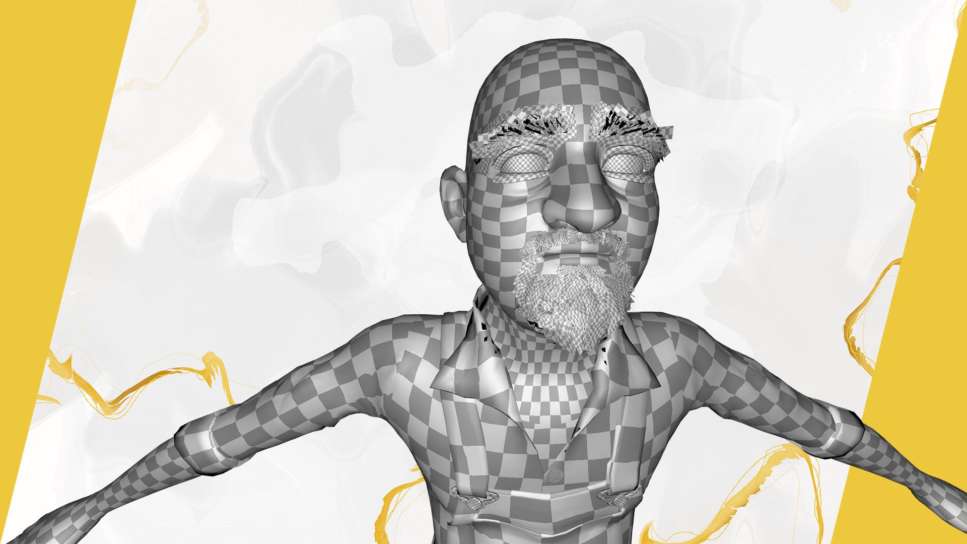 country man character cartoon semi-realistic sculpture Low-poly 3D model_29