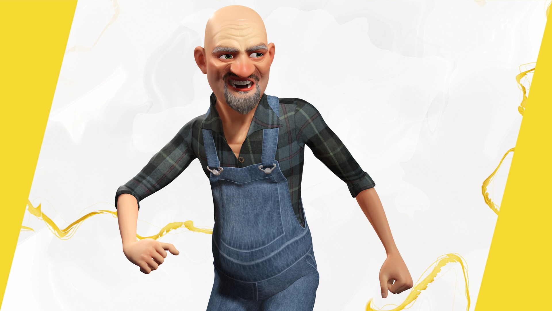 country man character cartoon semi-realistic sculpture Low-poly 3D model_15