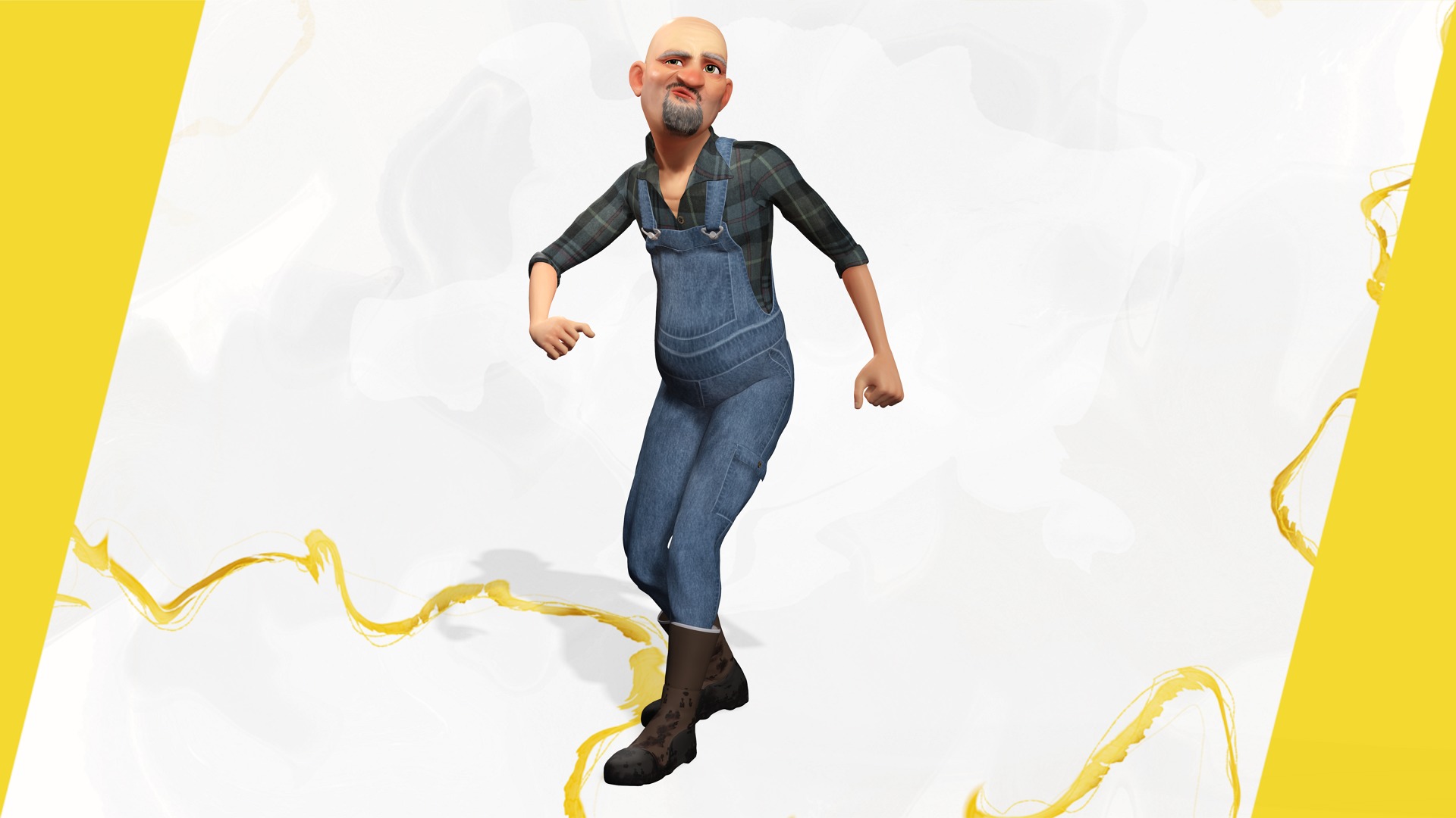 country man character cartoon semi-realistic sculpture Low-poly 3D model_10