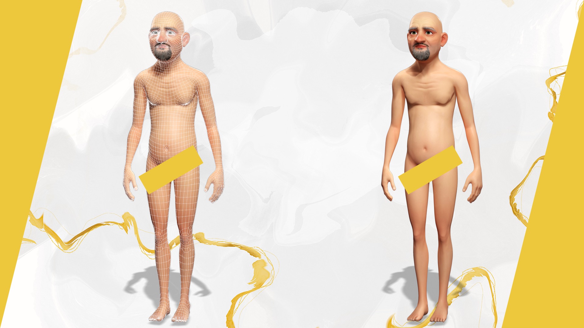 country man character cartoon semi-realistic sculpture Low-poly 3D model_2