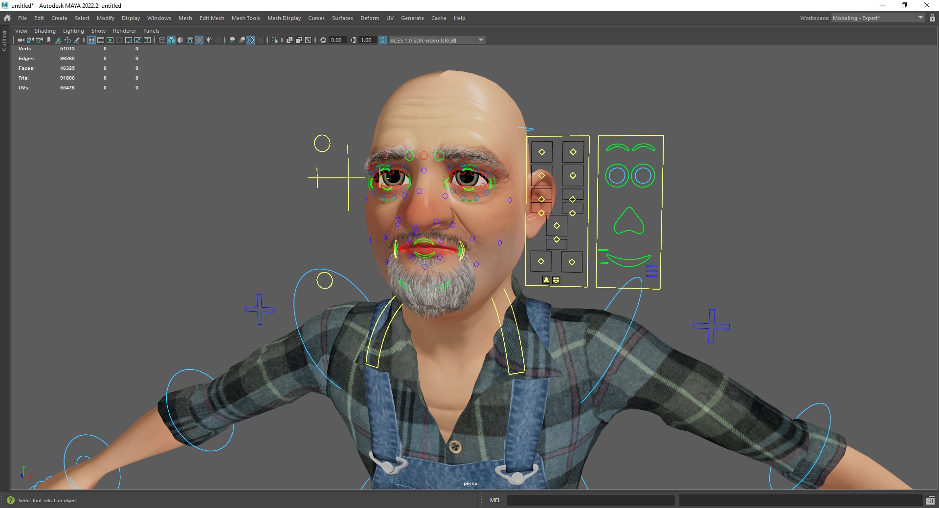 country man character cartoon semi-realistic sculpture Low-poly 3D model_23