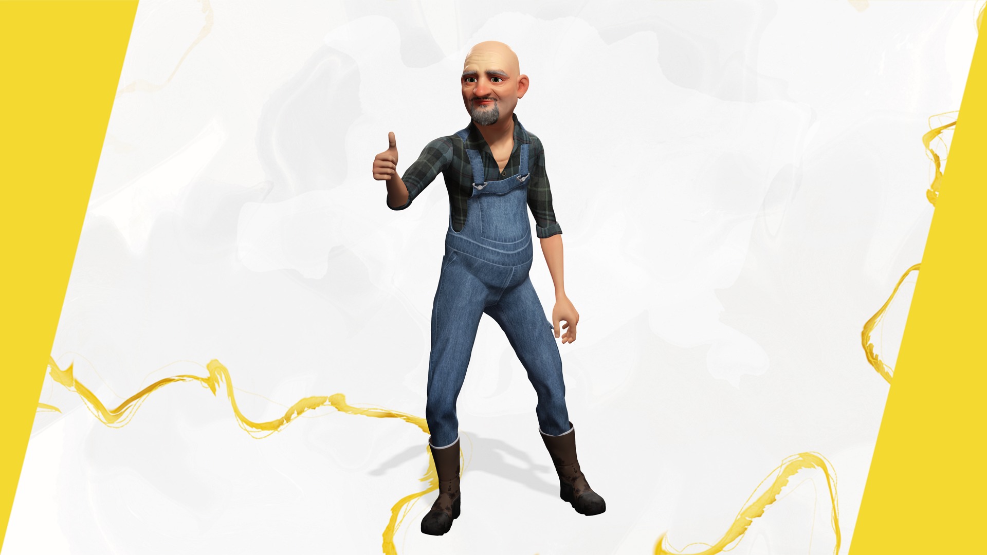 country man character cartoon semi-realistic sculpture Low-poly 3D model_8