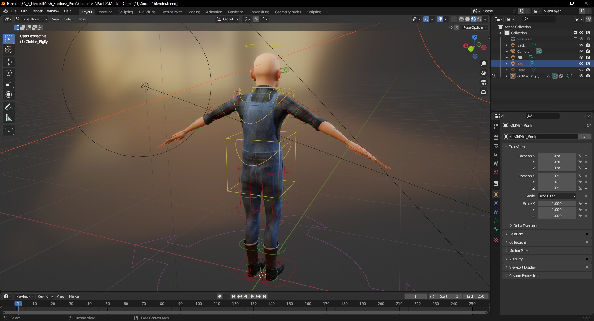 country man character cartoon semi-realistic sculpture Low-poly 3D model_20