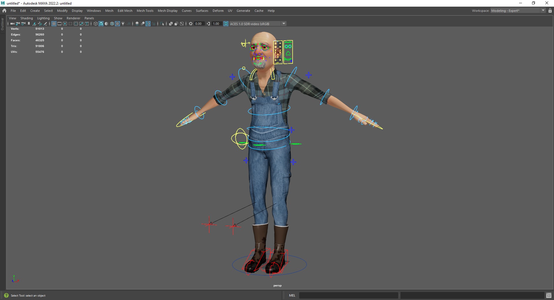 country man character cartoon semi-realistic sculpture Low-poly 3D model_22