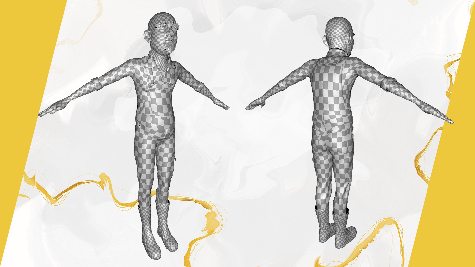 country man character cartoon semi-realistic sculpture Low-poly 3D model_28