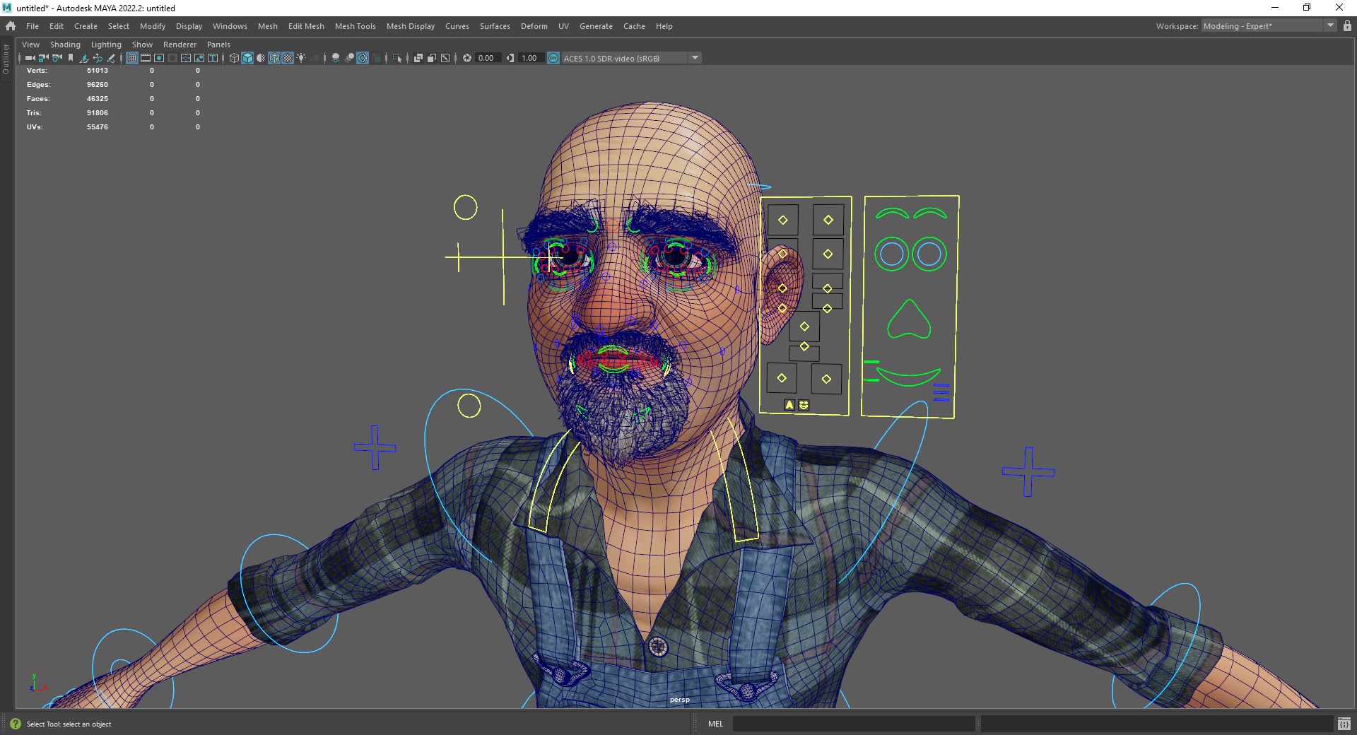 country man character cartoon semi-realistic sculpture Low-poly 3D model_24