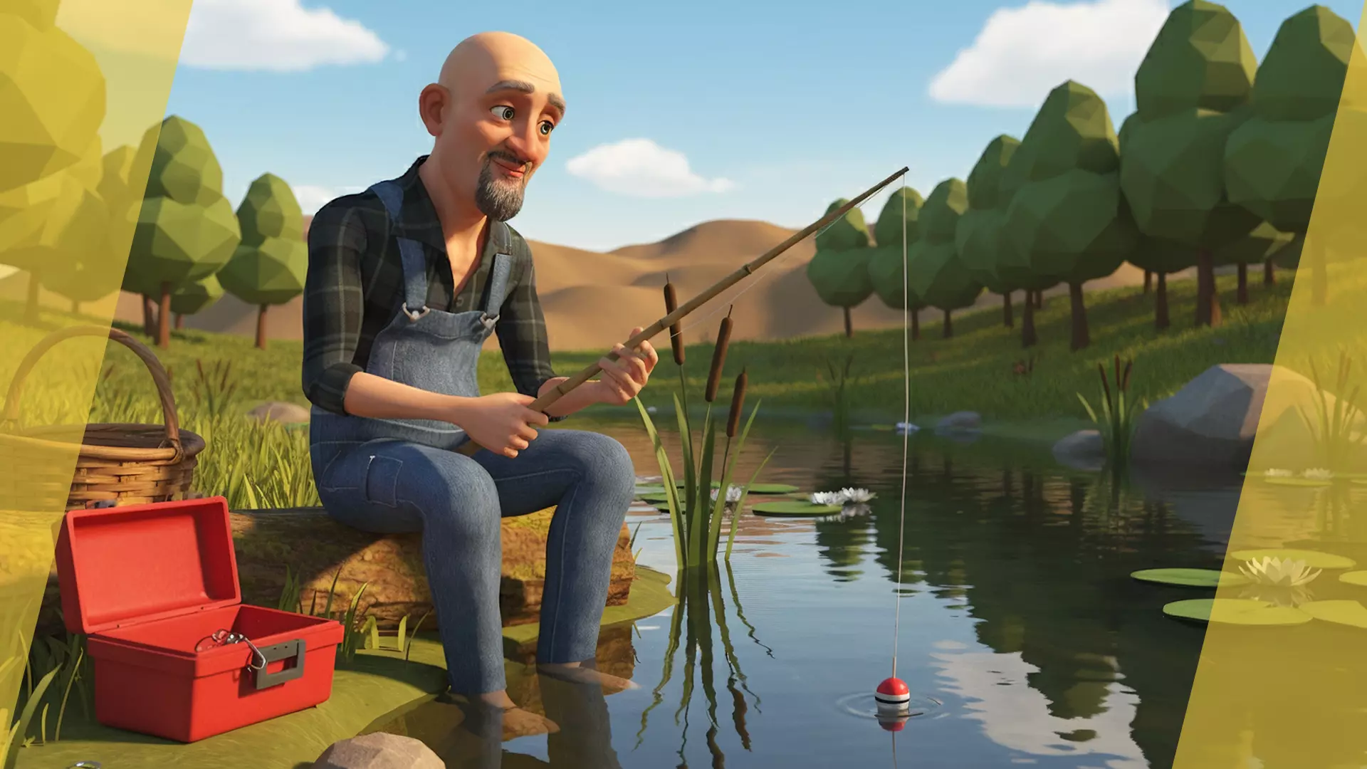 country man character cartoon semi-realistic sculpture Low-poly 3D model_4