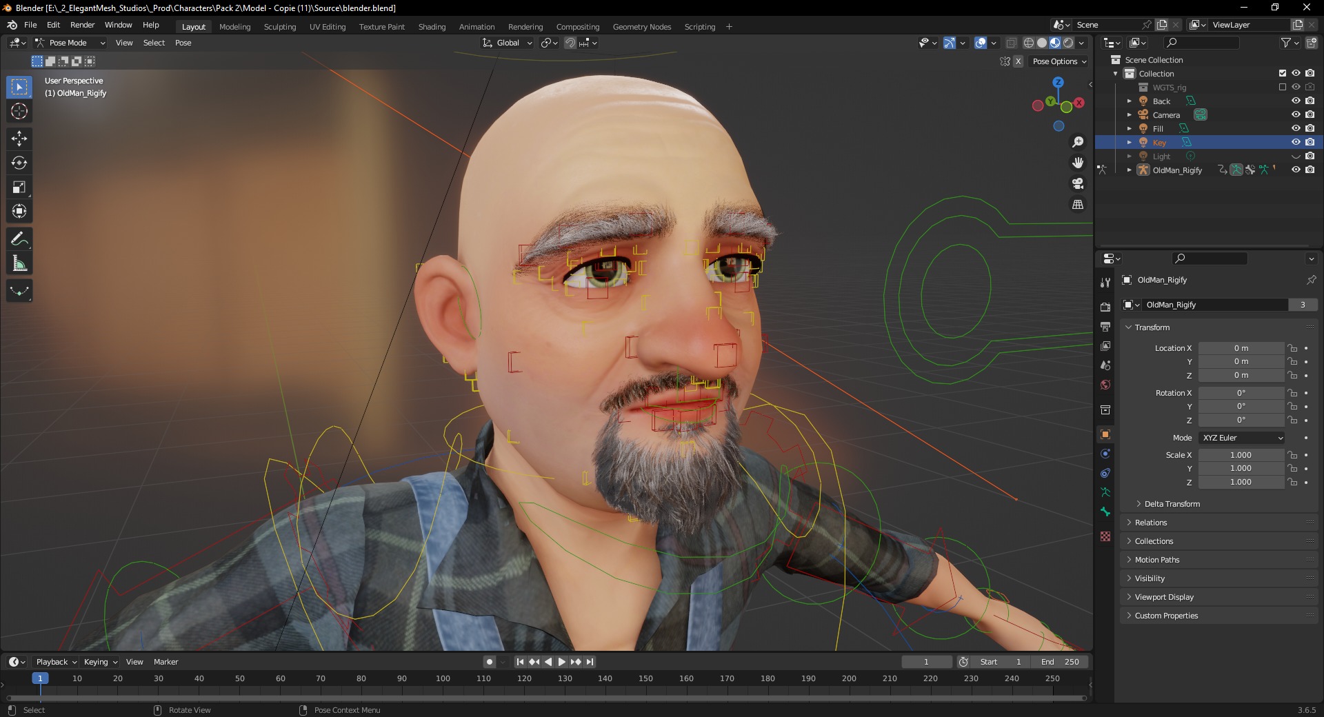 country man character cartoon semi-realistic sculpture Low-poly 3D model_18