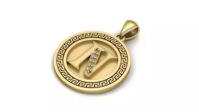 Alphabet N Pendant 3d Printable Model