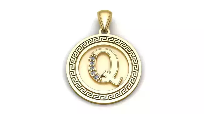 Alphabet Q Pendant 3d Printable Model 3D print model