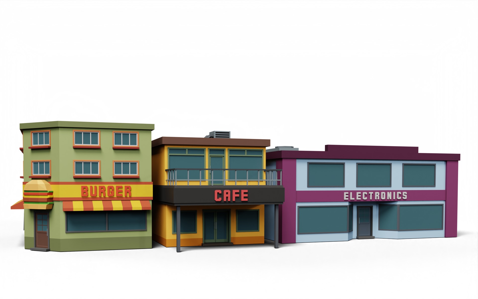 City Buildings Collection Part 1 Low-poly 3D model_2