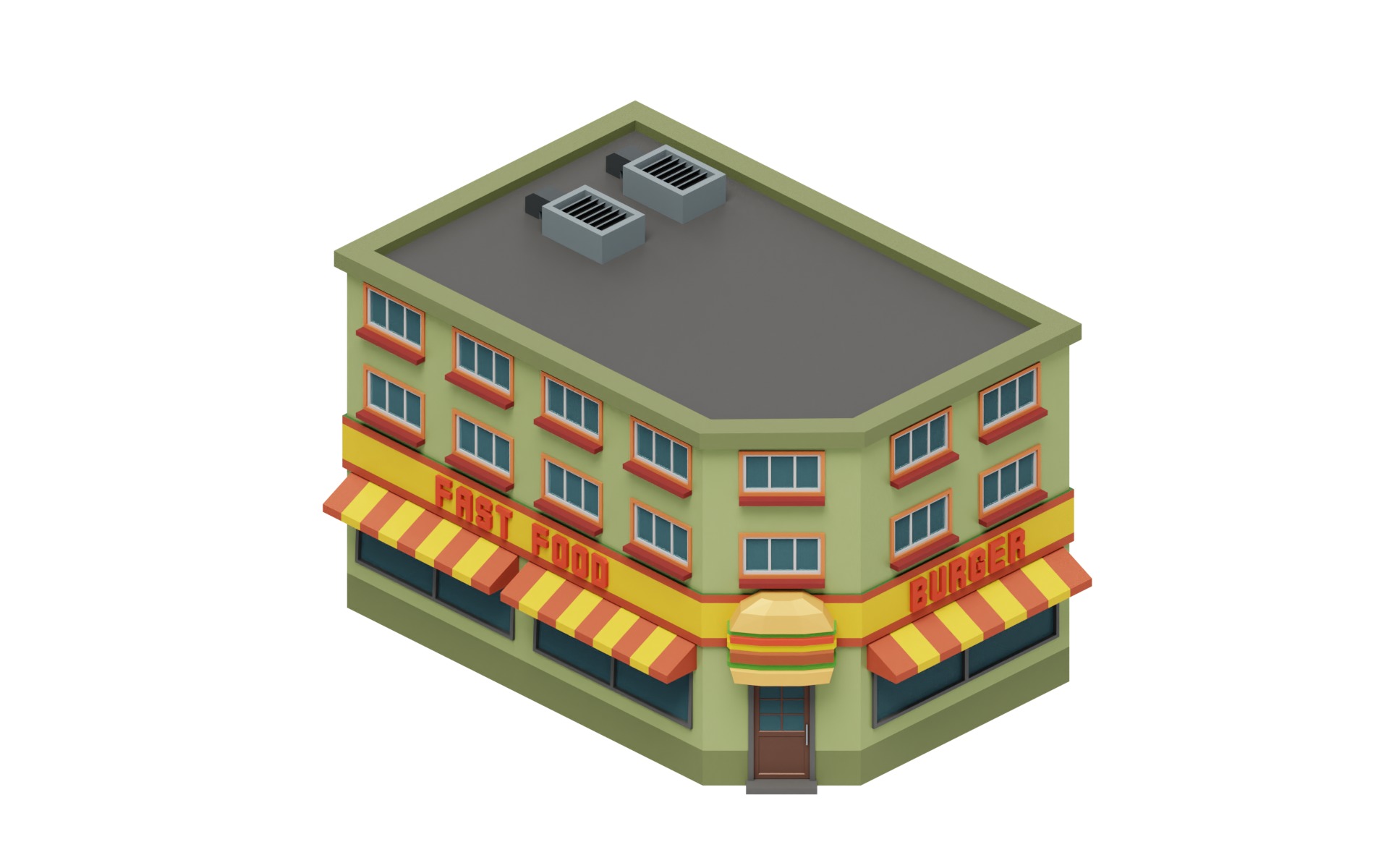 City Buildings Collection Part 1 Low-poly 3D model_8