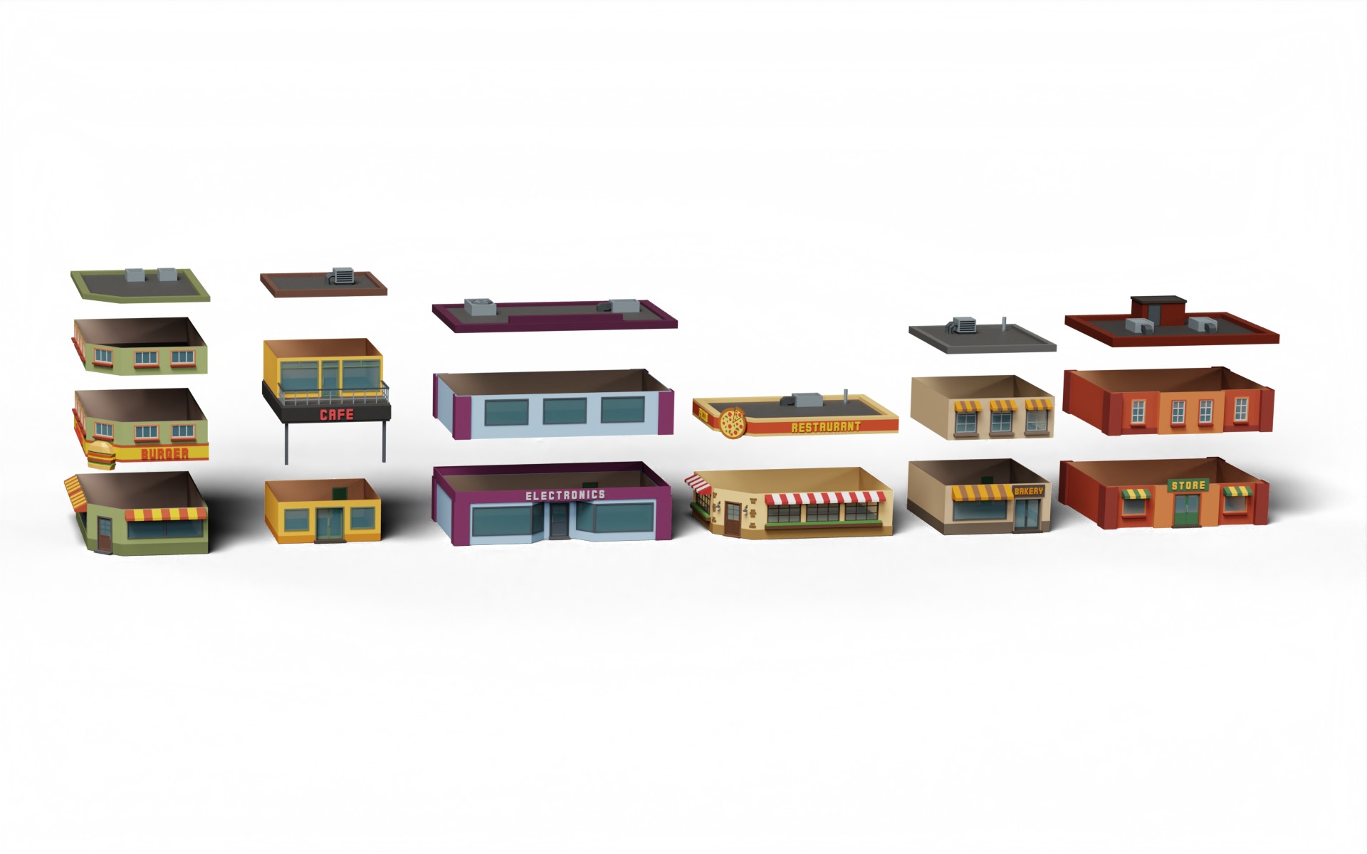 City Buildings Collection Part 1 Low-poly 3D model_3
