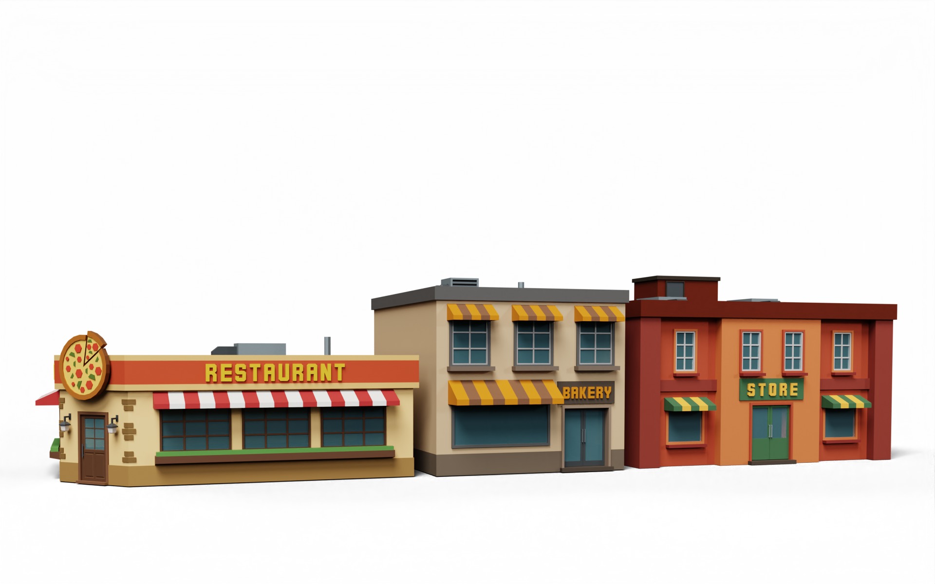 City Buildings Collection Part 1 Low-poly 3D model_1