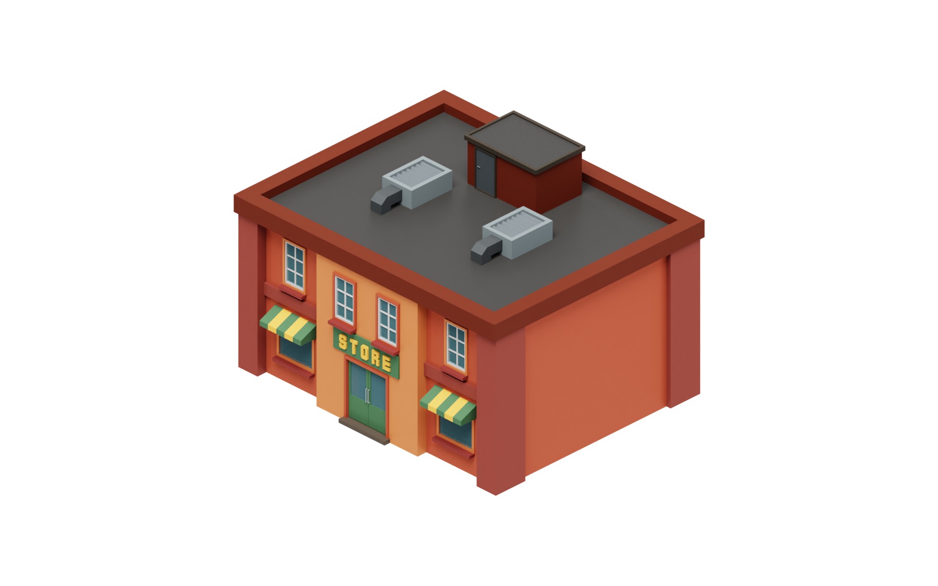 City Buildings Collection Part 1 Low-poly 3D model_10