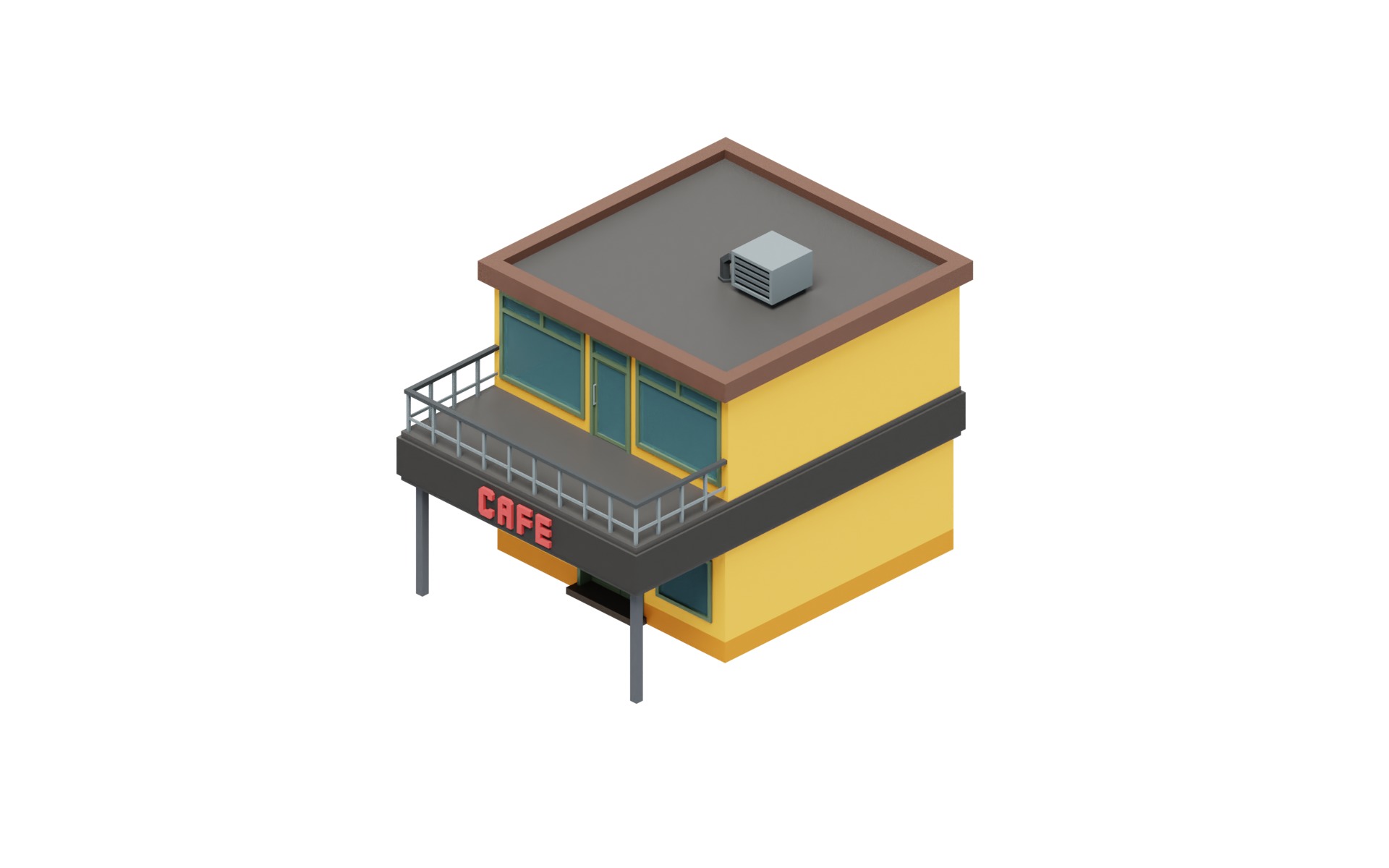 City Buildings Collection Part 1 Low-poly 3D model_14