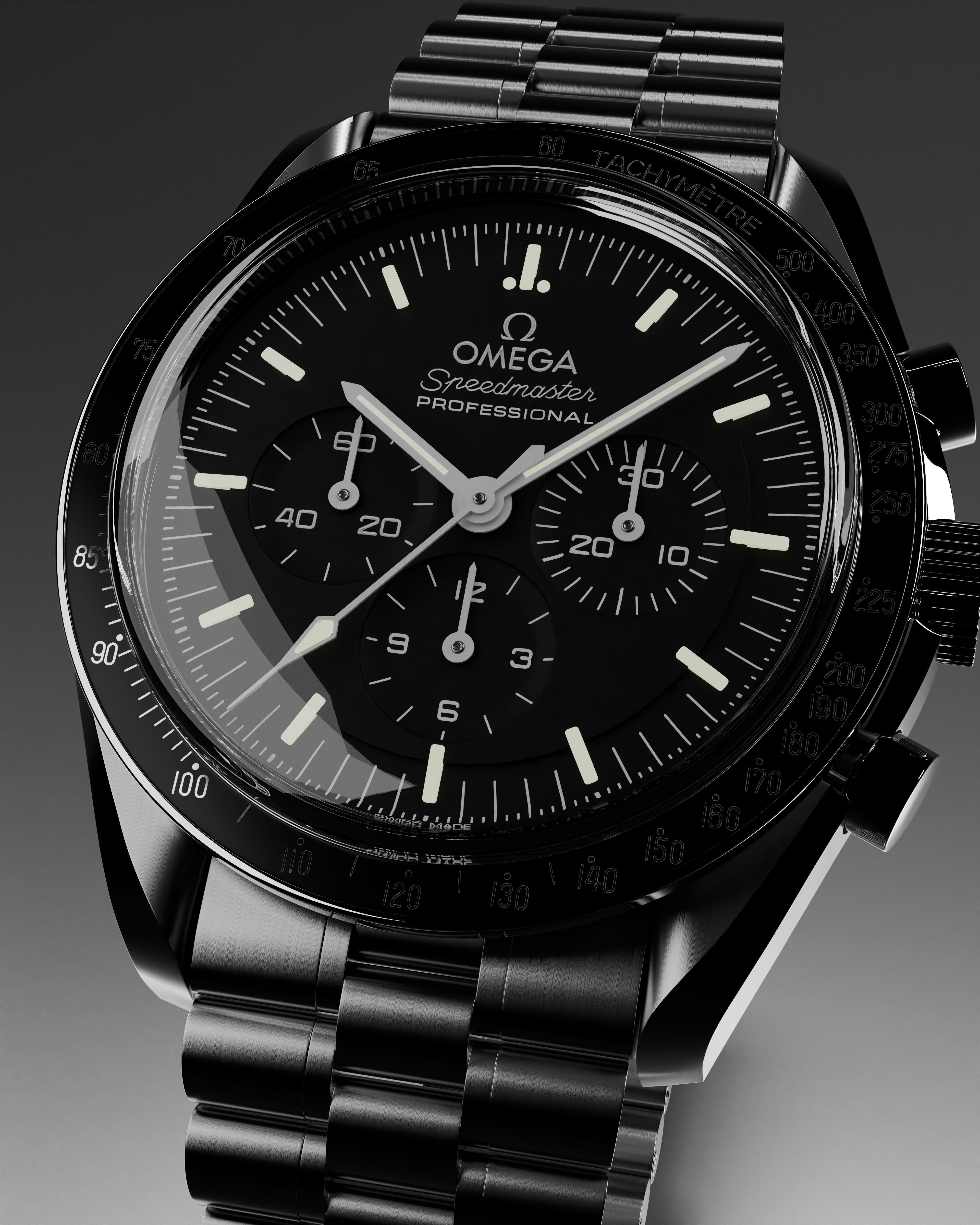 Omega Speedmaster watch with Box 3D model_3