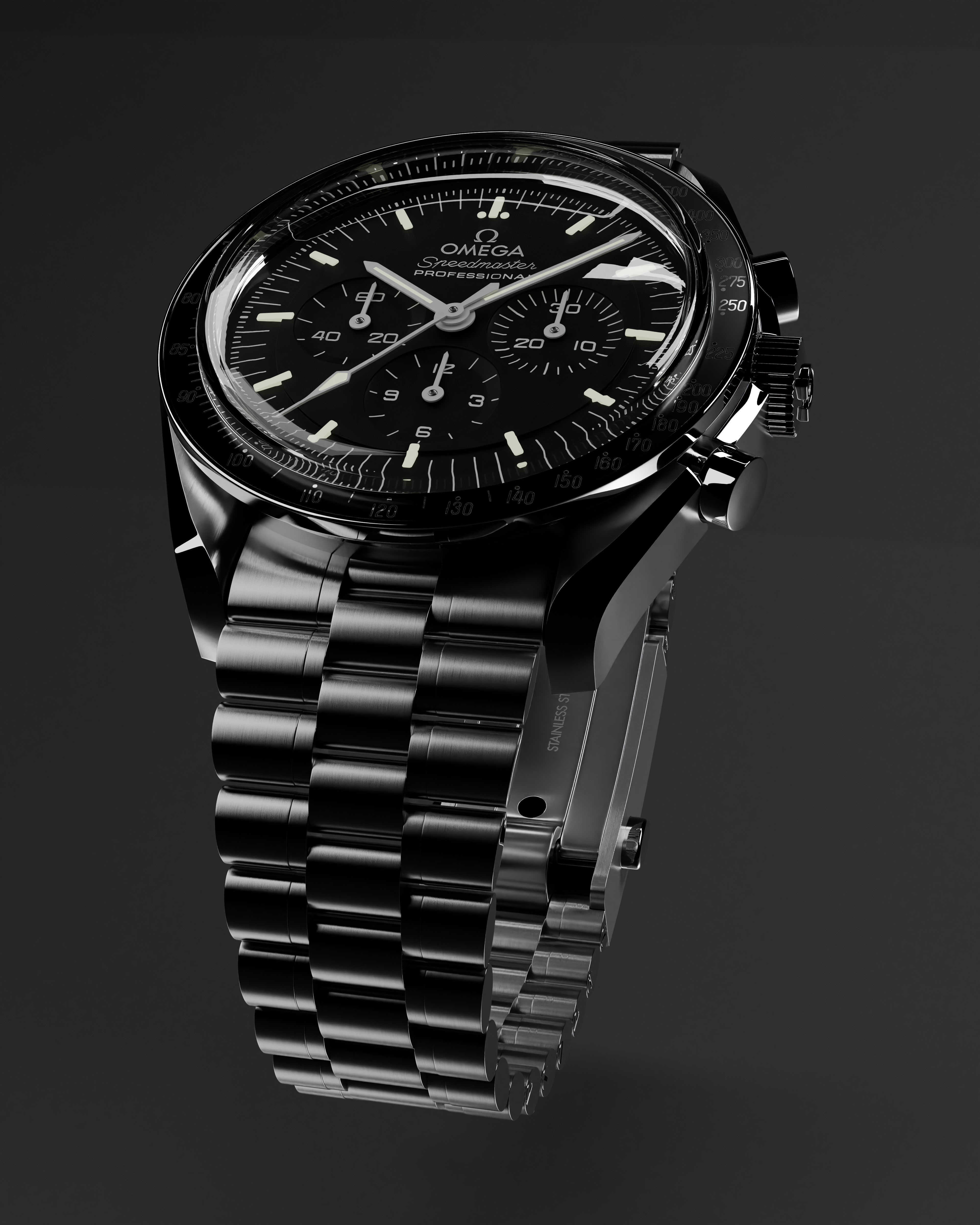 Omega Speedmaster watch with Box 3D model_1