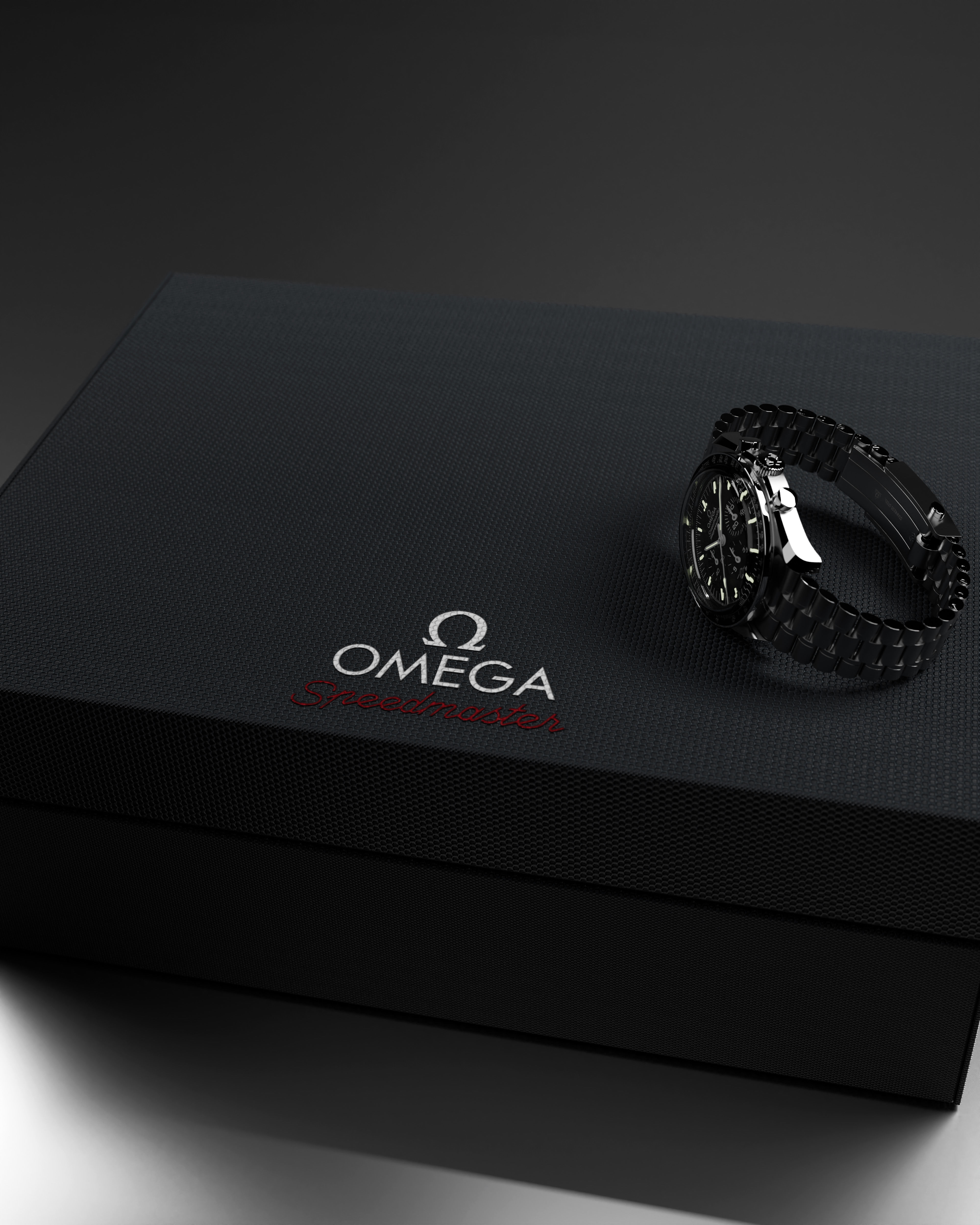 Omega Speedmaster watch with Box 3D model_7