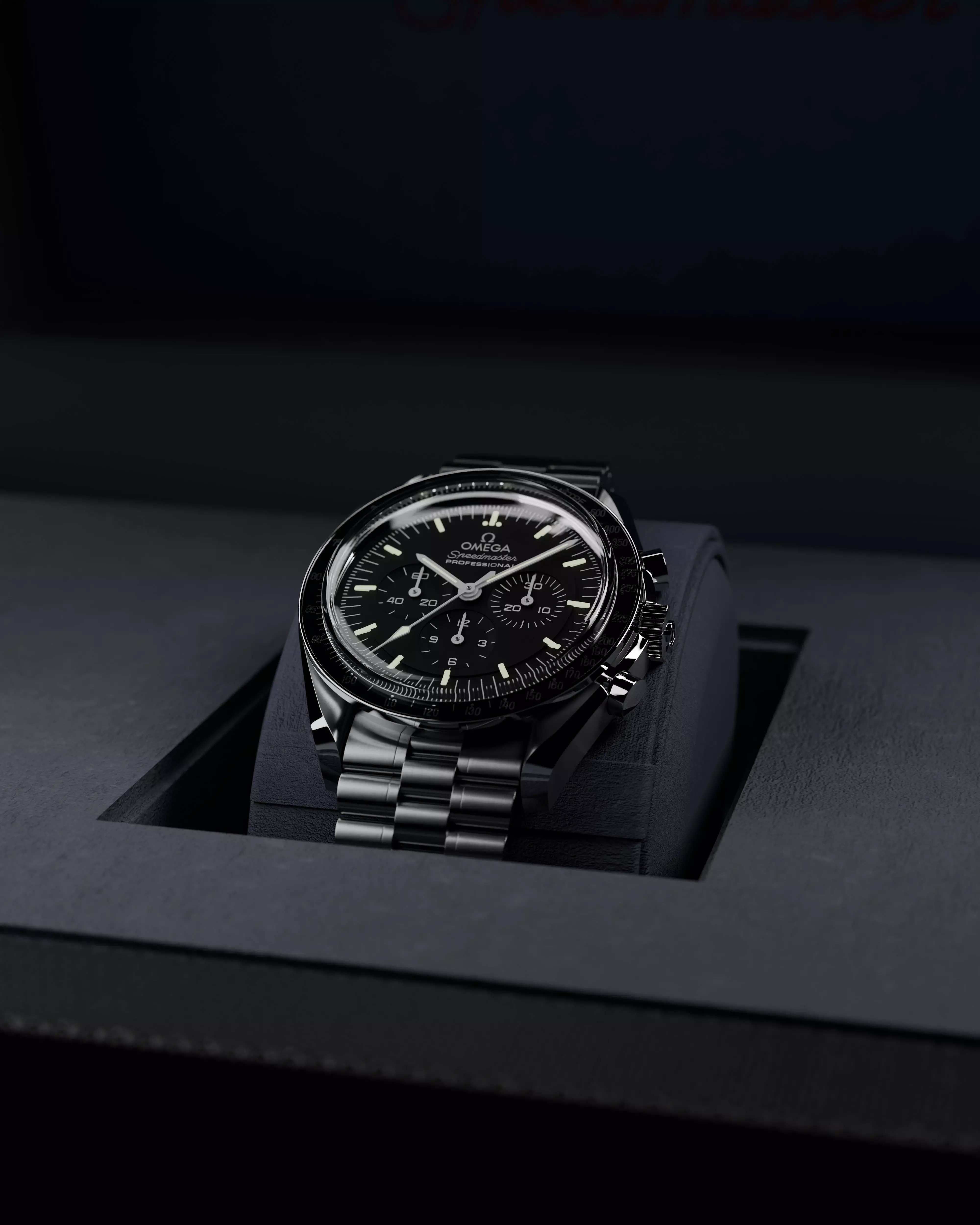 Omega Speedmaster watch with Box 3D model_0