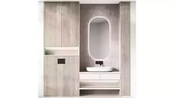 Bathroom furniture kit Countertop sink wall mirror