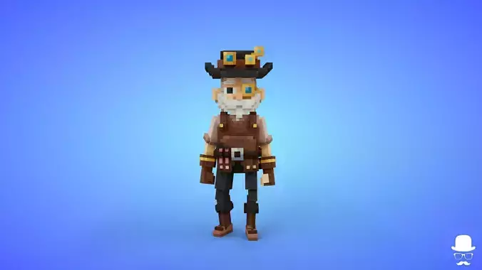Voxel Inventor Character - 3D Lowpoly Game Asset Low-poly 3D model