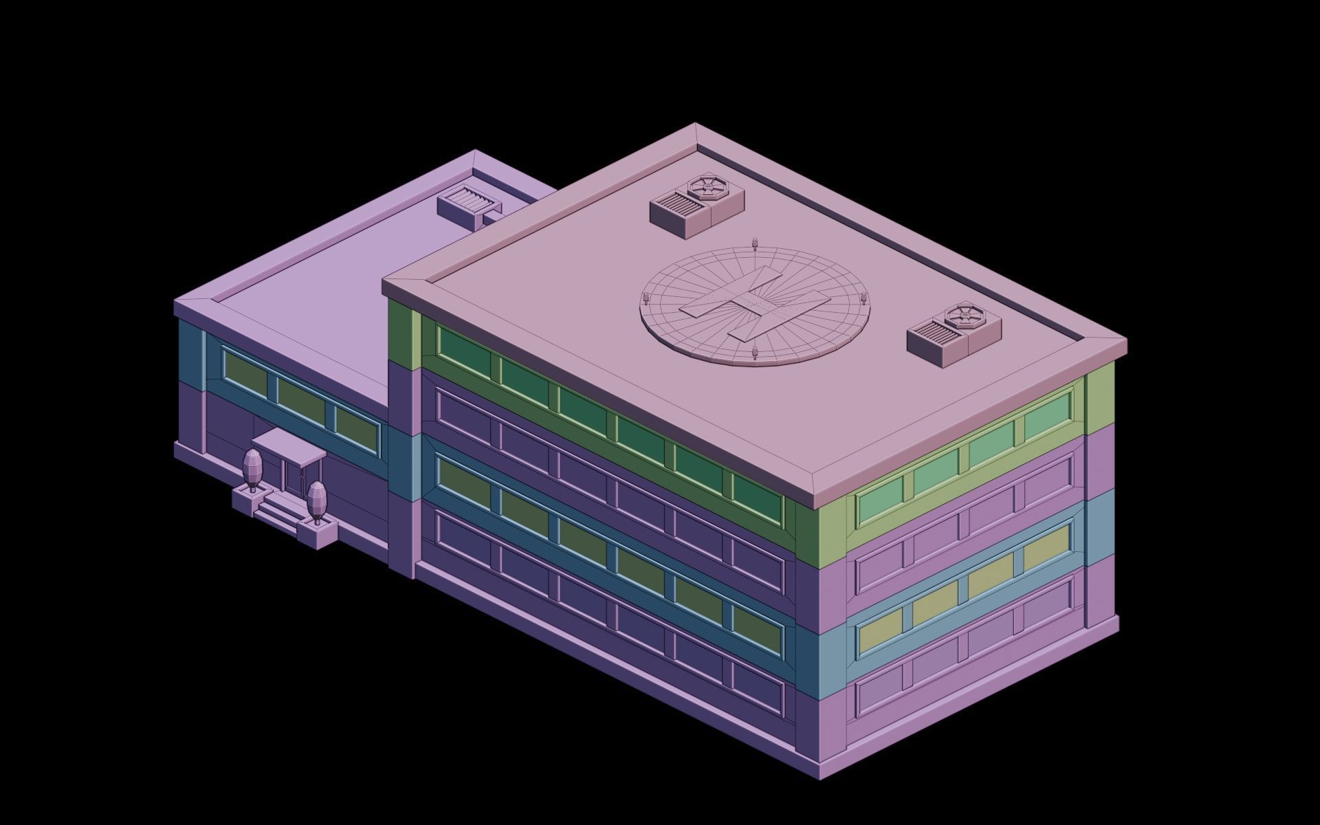 City Buildings Collection Part 2 Low-poly 3D model_16