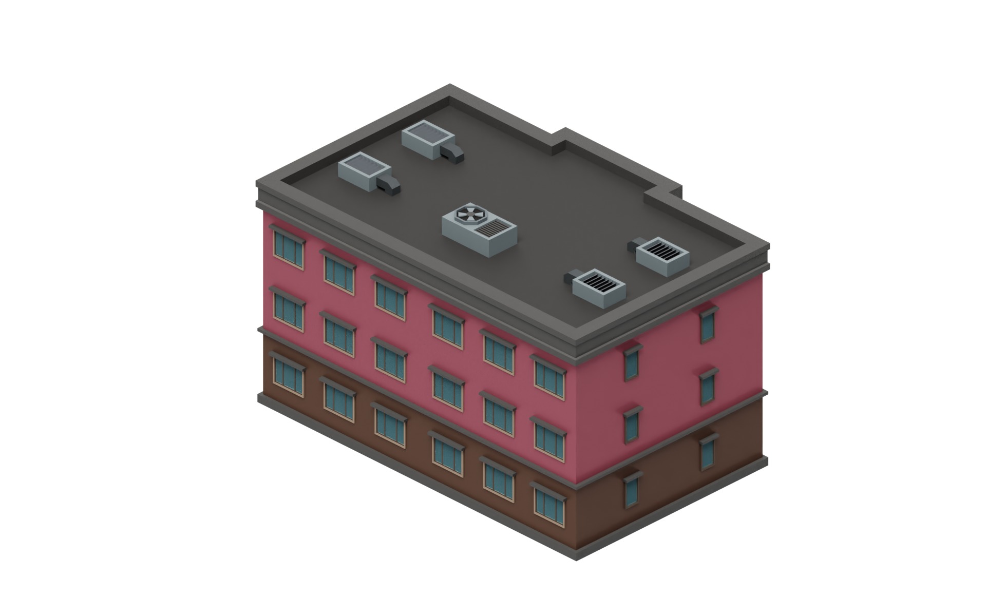 City Buildings Collection Part 2 Low-poly 3D model_9