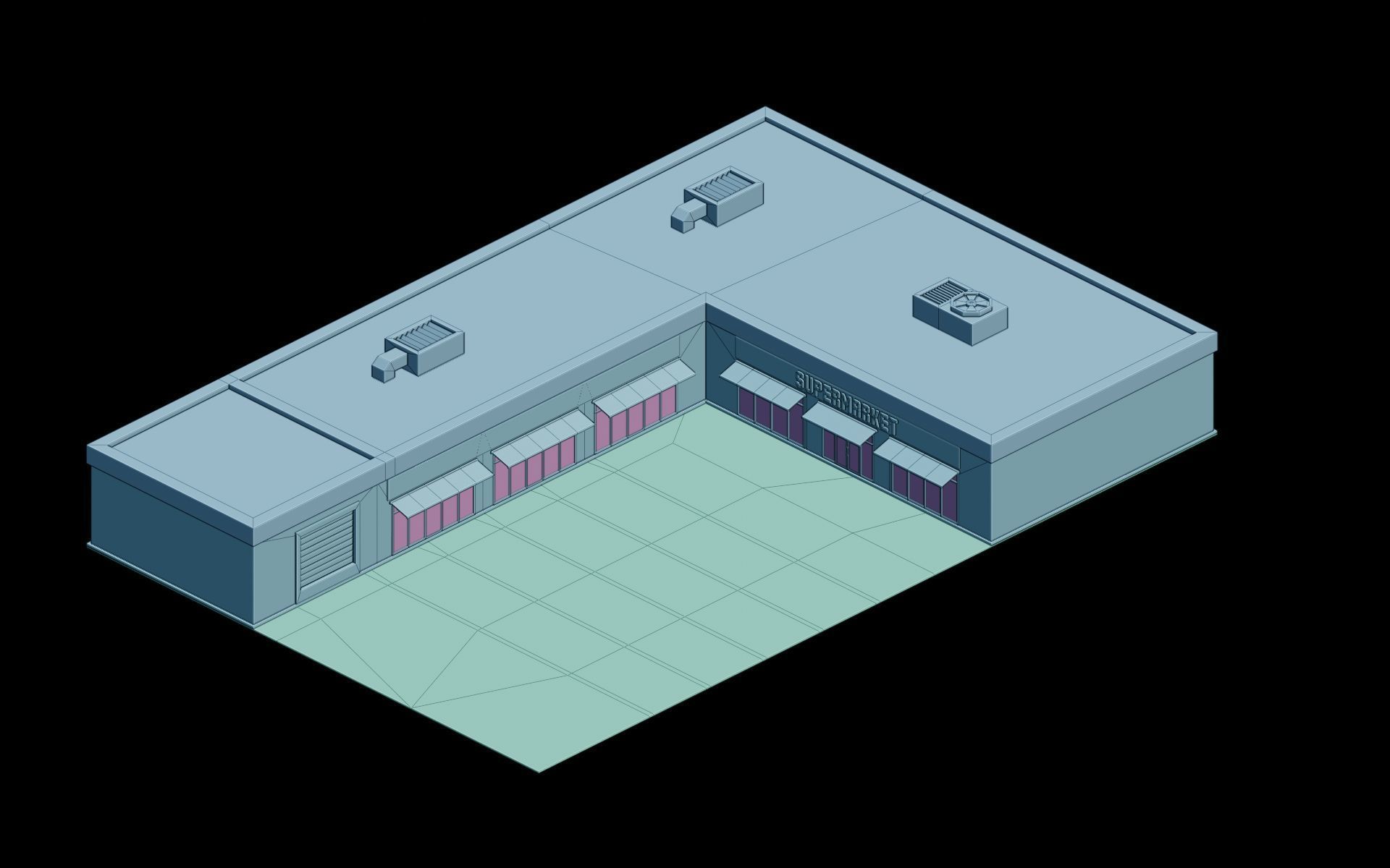 City Buildings Collection Part 2 Low-poly 3D model_22