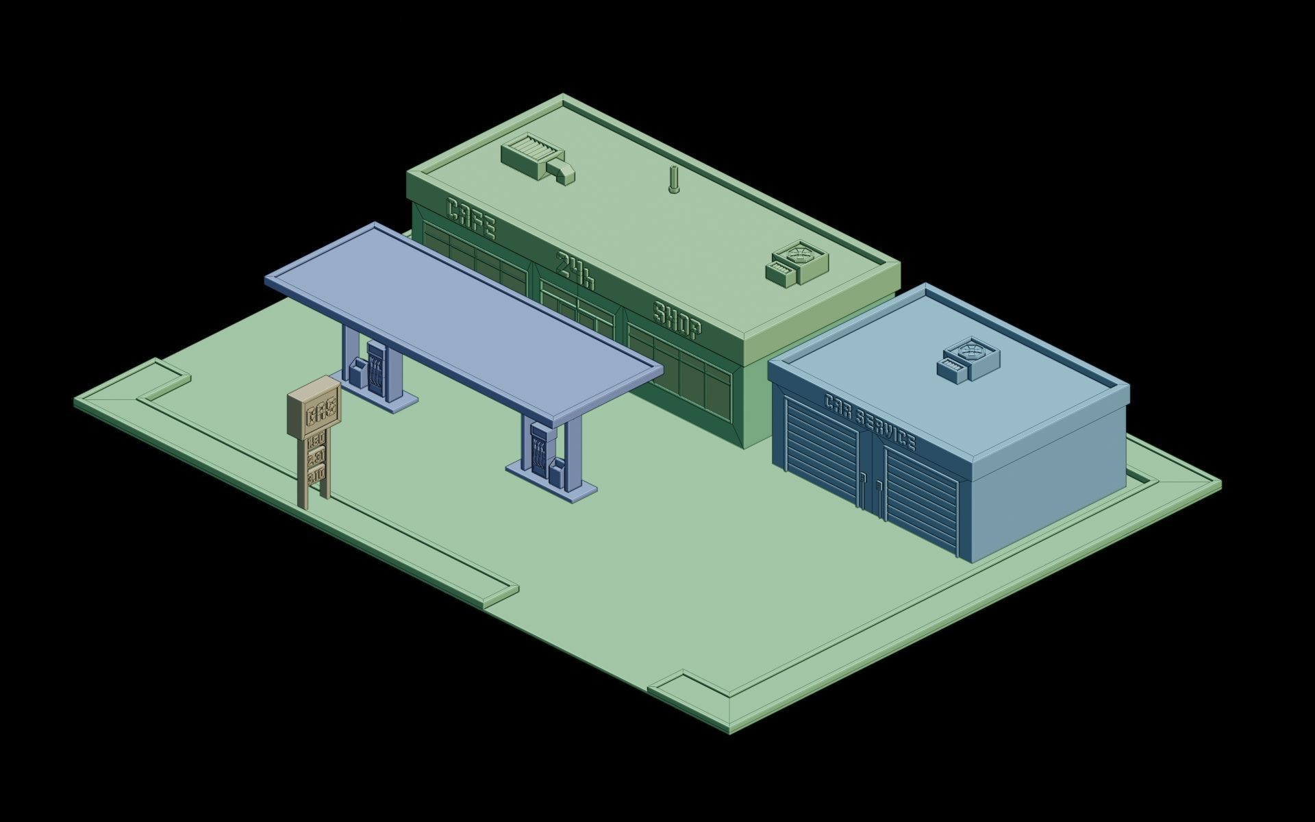 City Buildings Collection Part 2 Low-poly 3D model_19