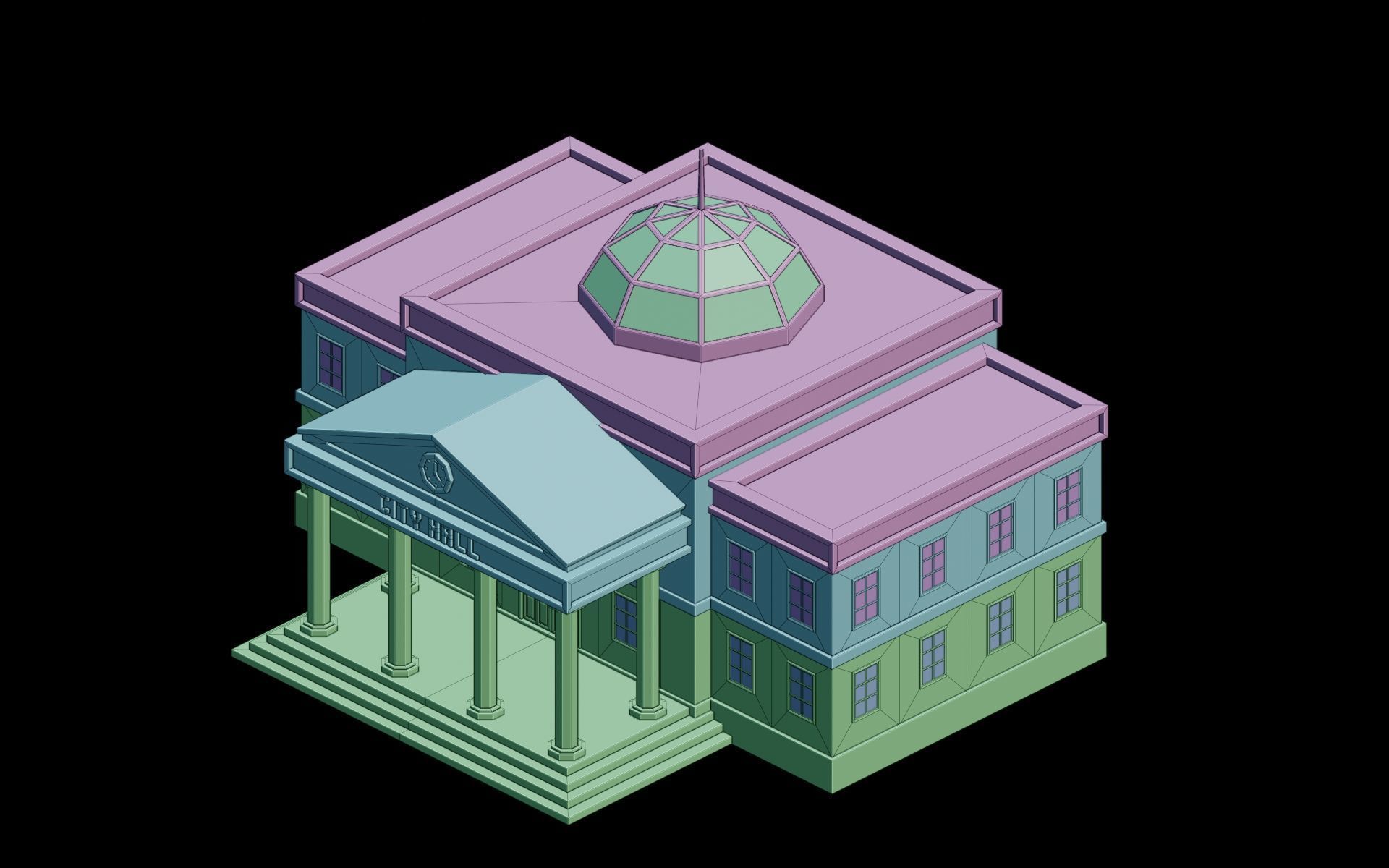 City Buildings Collection Part 2 Low-poly 3D model_18