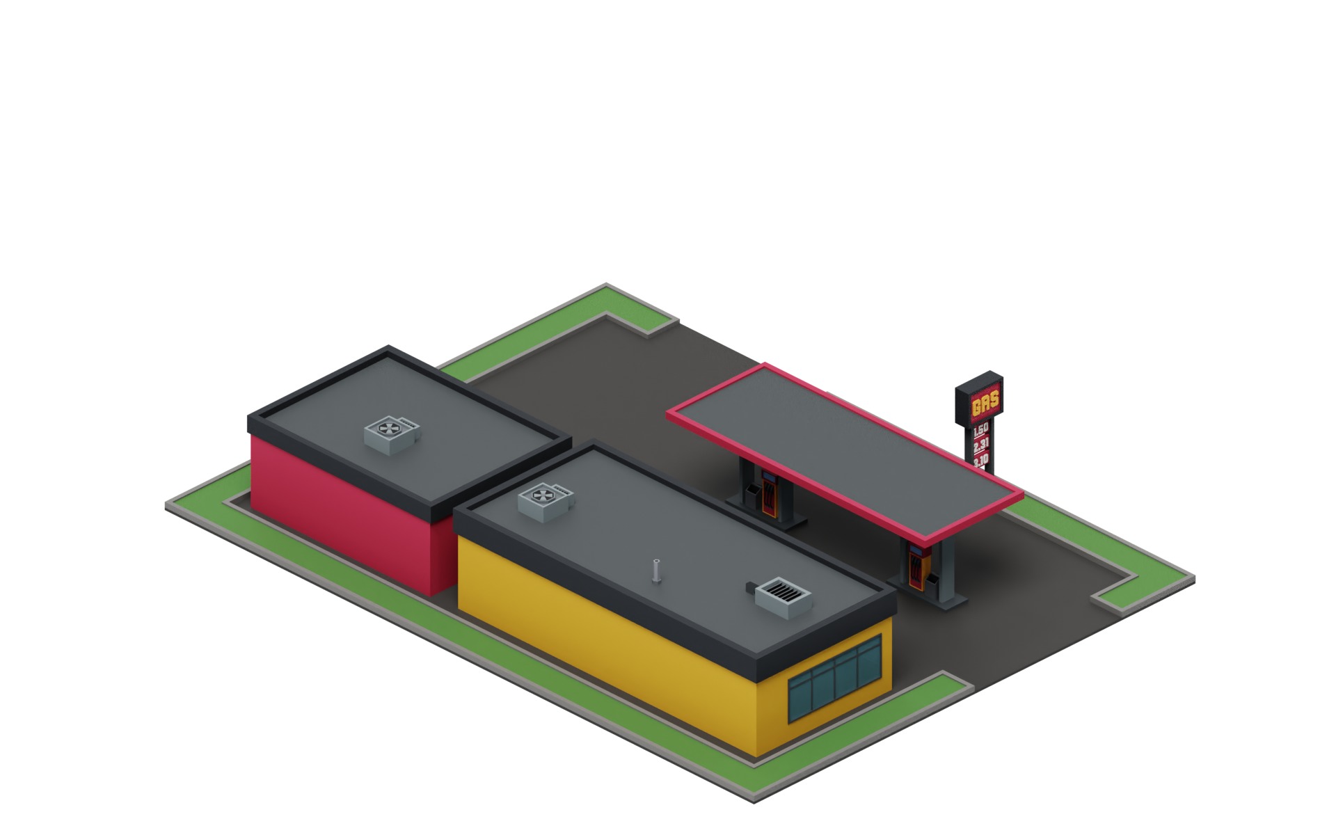 City Buildings Collection Part 2 Low-poly 3D model_7