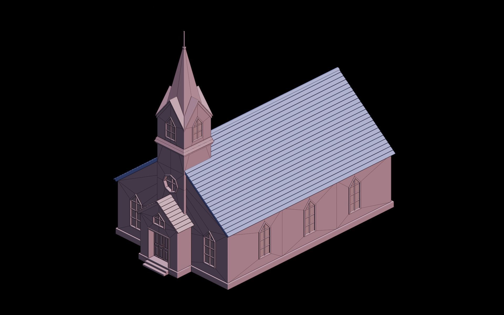 City Buildings Collection Part 2 Low-poly 3D model_17