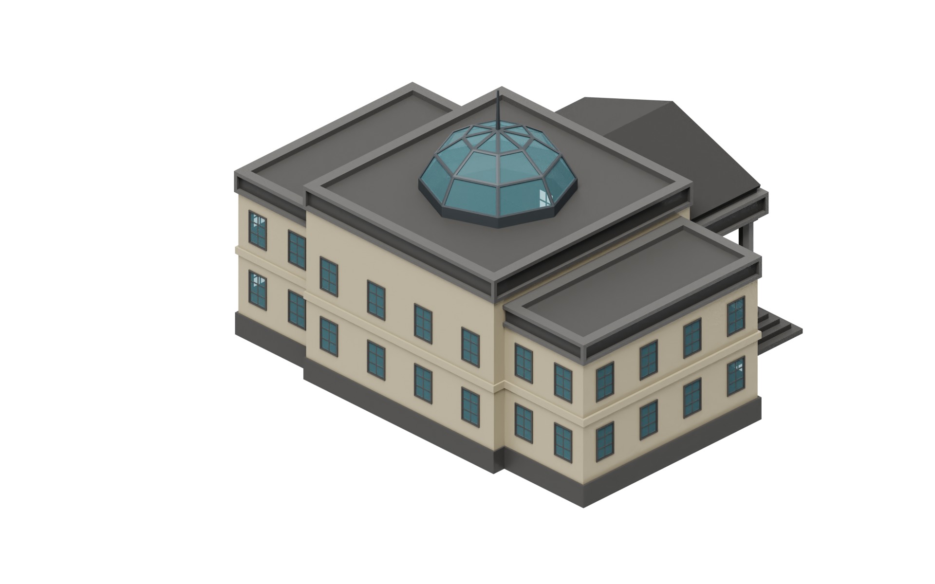 City Buildings Collection Part 2 Low-poly 3D model_5