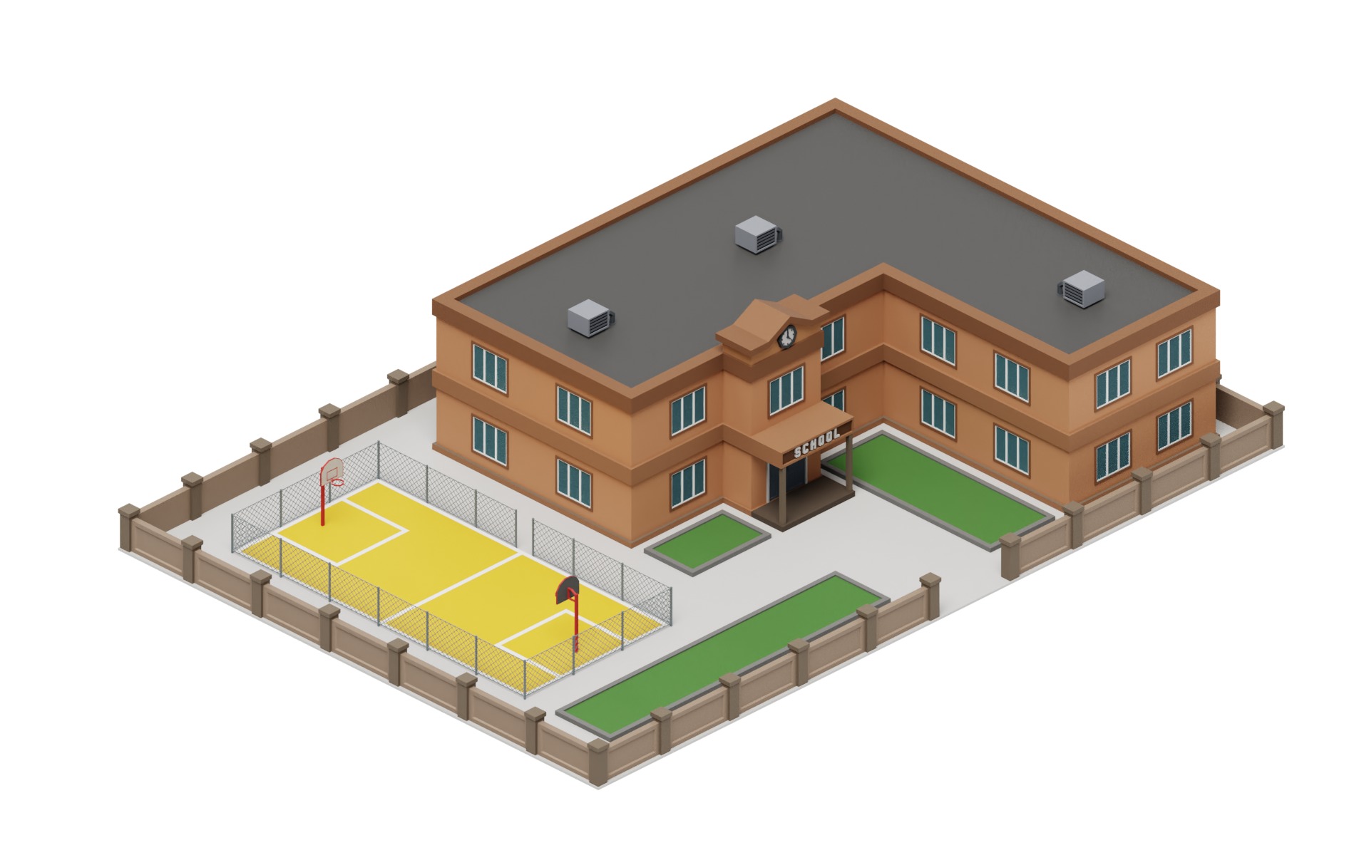 City Buildings Collection Part 2 Low-poly 3D model_2