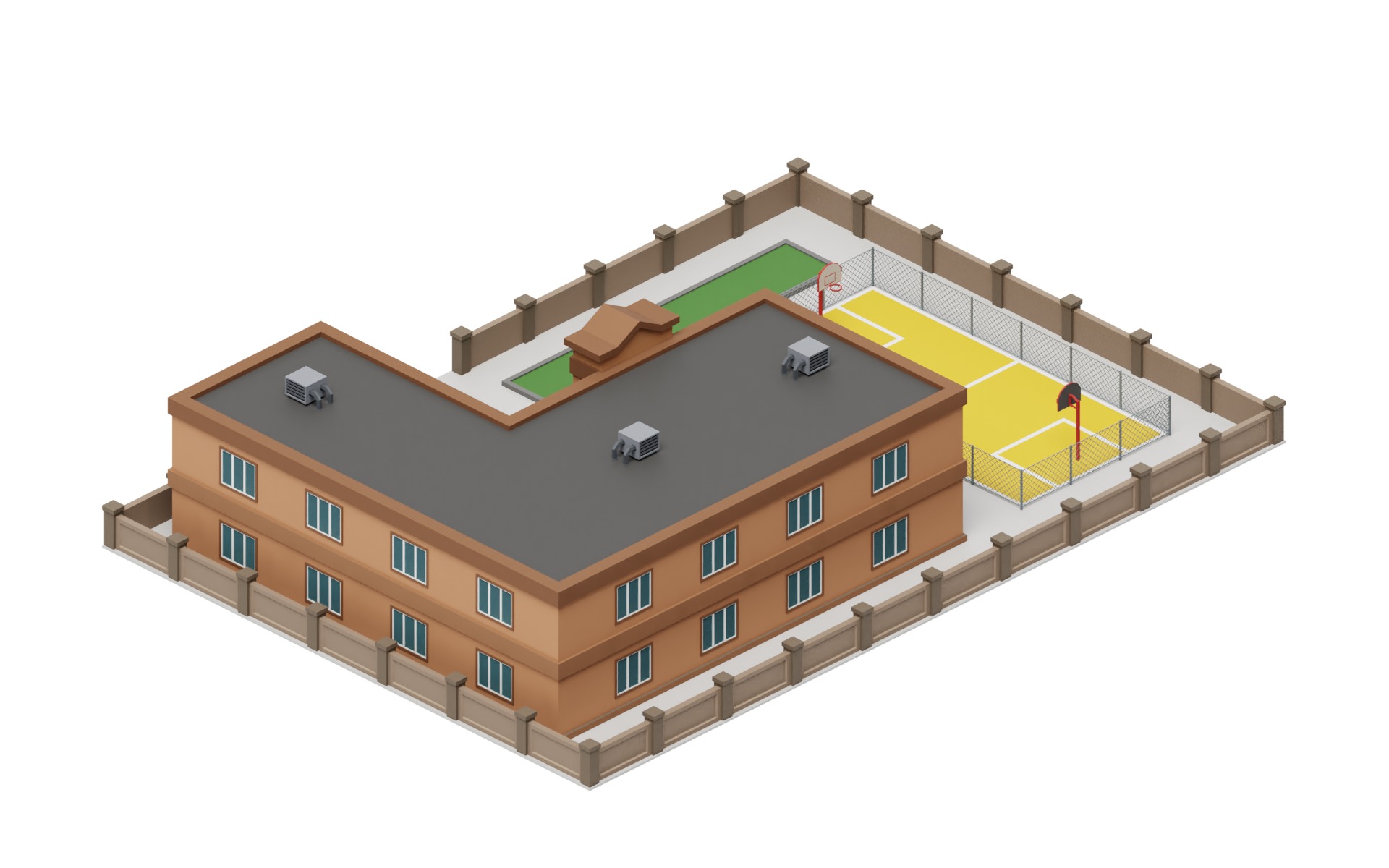 City Buildings Collection Part 2 Low-poly 3D model_3