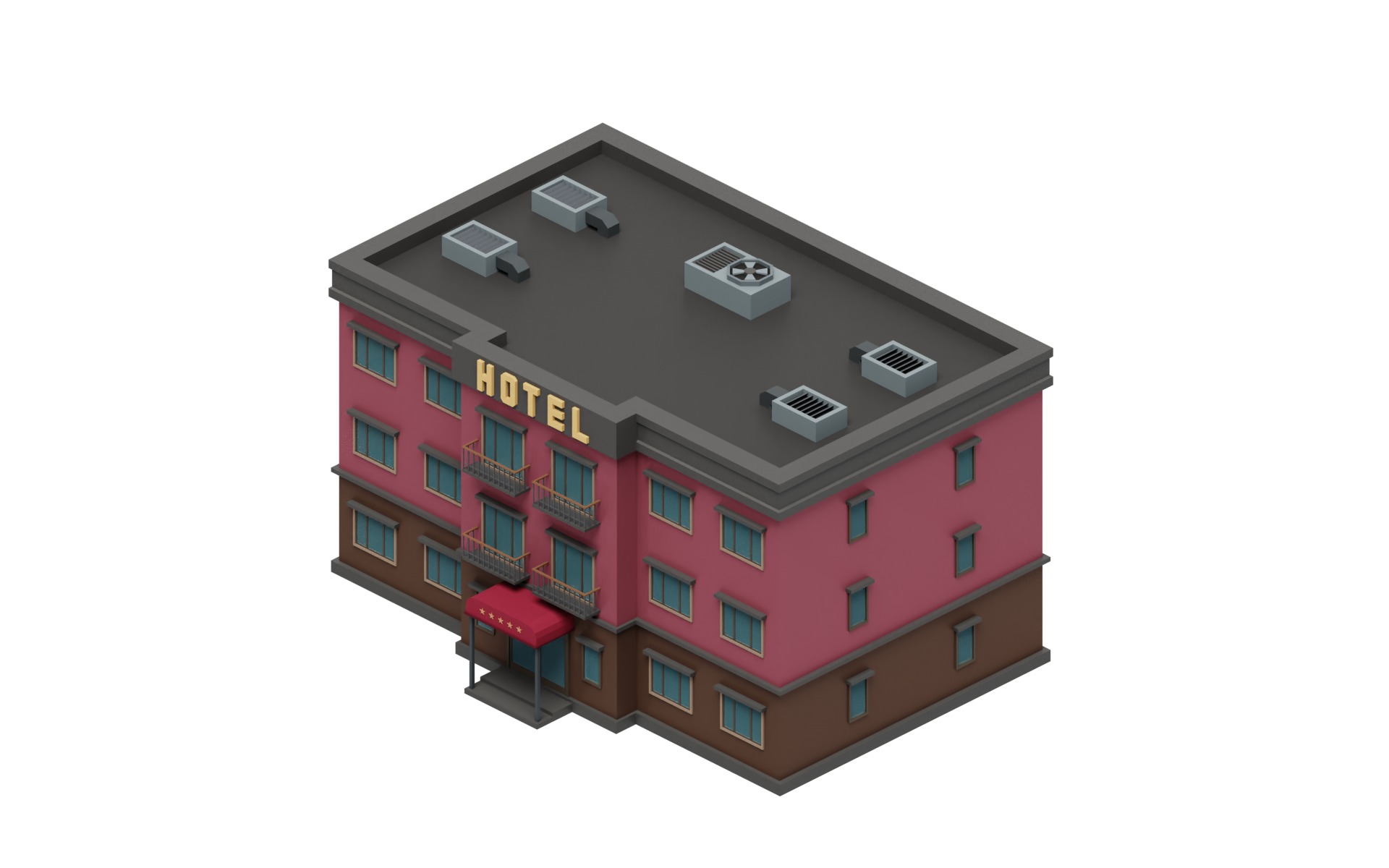 City Buildings Collection Part 2 Low-poly 3D model_8