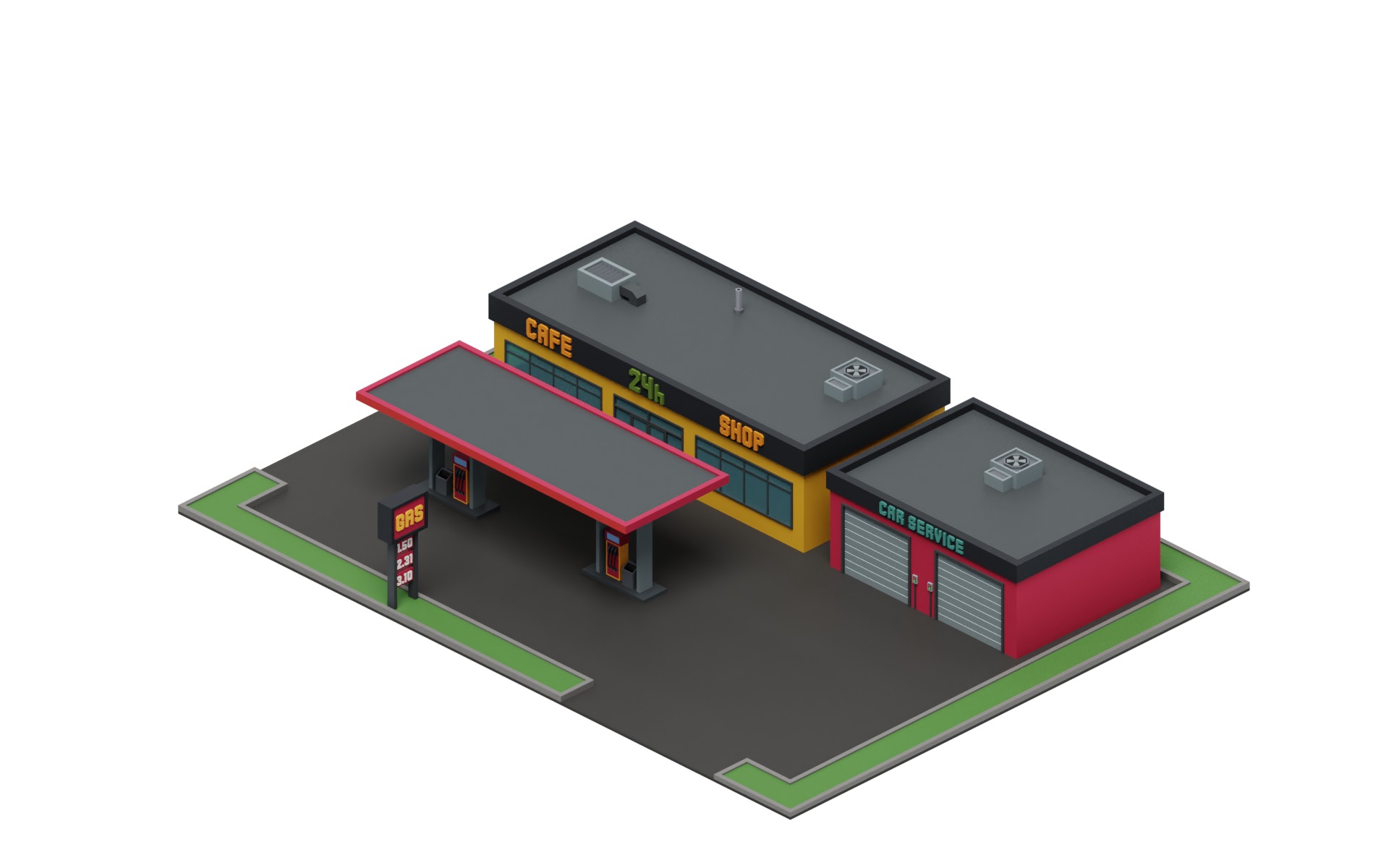 City Buildings Collection Part 2 Low-poly 3D model_6