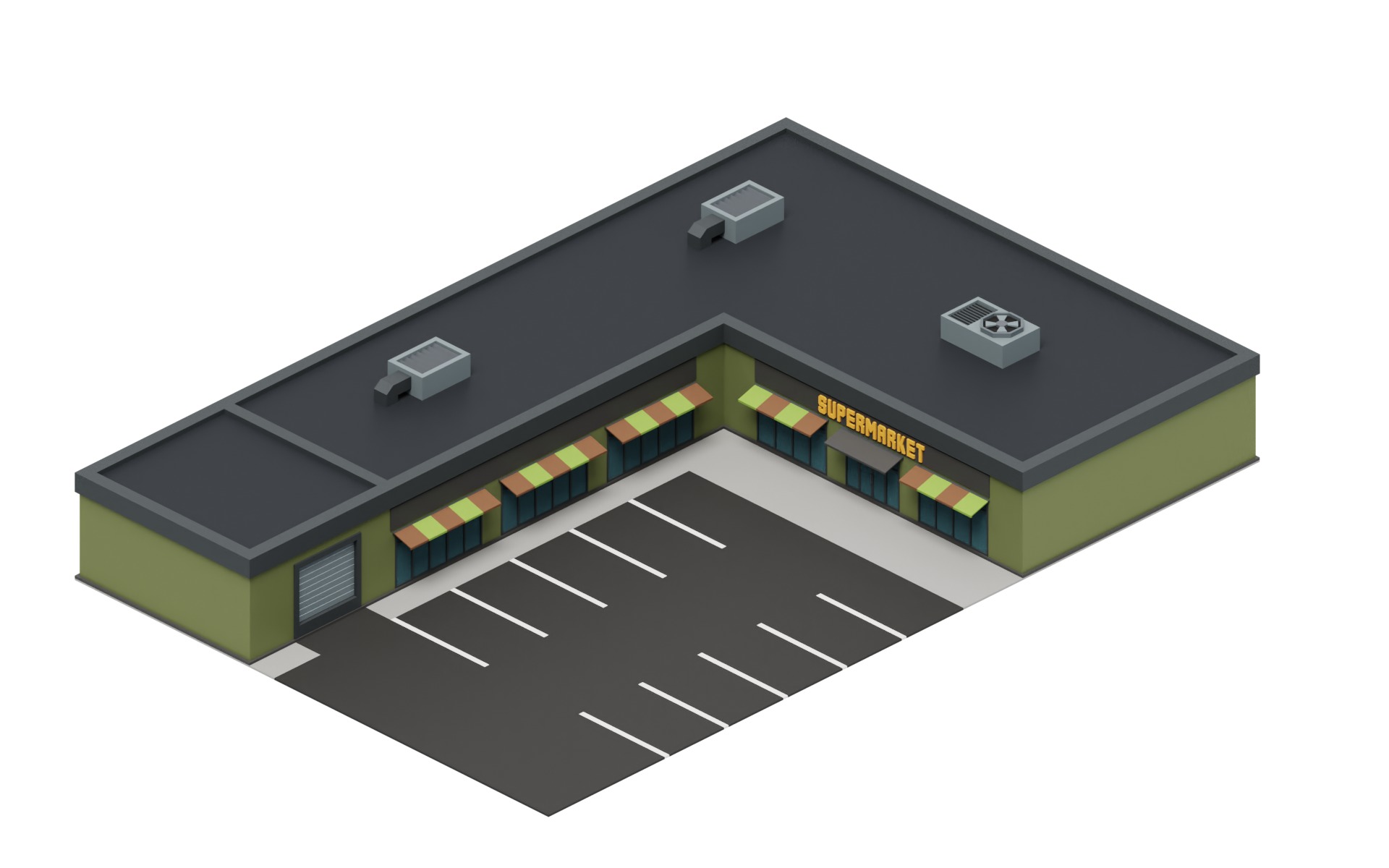 City Buildings Collection Part 2 Low-poly 3D model_12