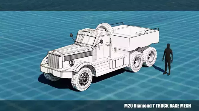 M 20 DIAMOND T MILITARY TRUCK BASE MESH Low-poly 3D model