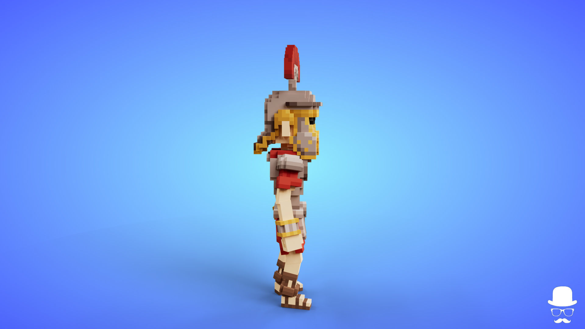 Voxel Roman Legionary Character - 3D Lowpoly Game Asset Low-poly 3D model_3