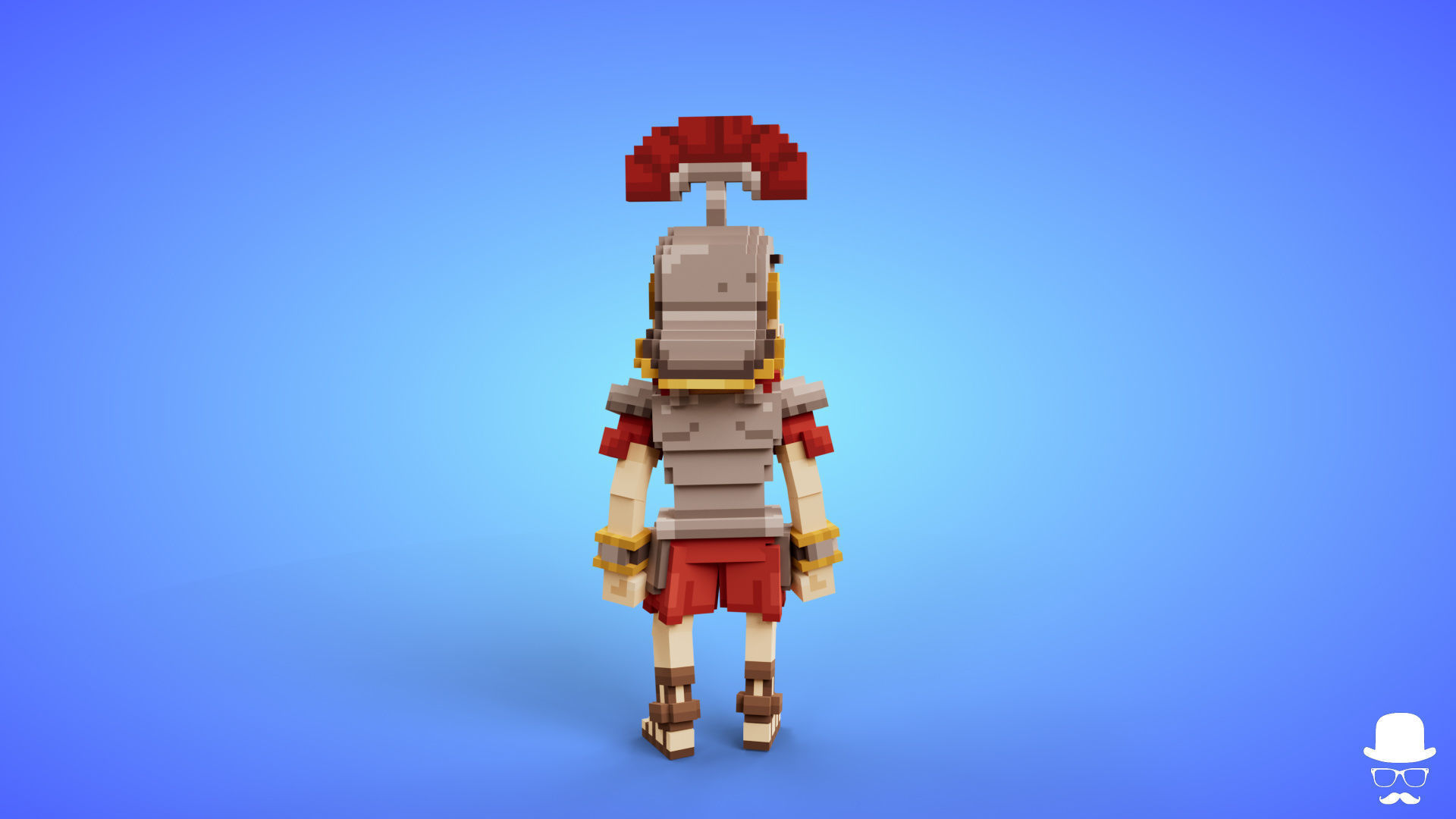Voxel Roman Legionary Character - 3D Lowpoly Game Asset Low-poly 3D model_2