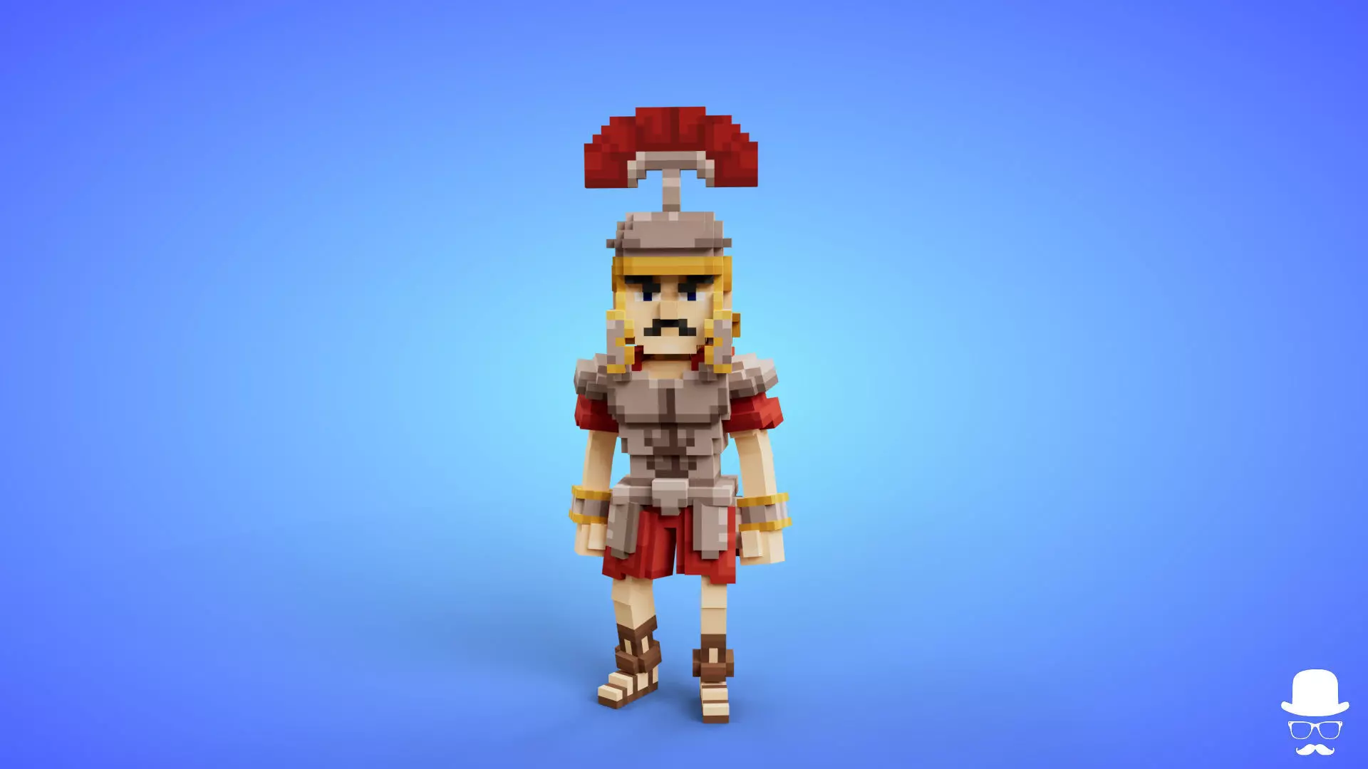 Voxel Roman Legionary Character - 3D Lowpoly Game Asset Low-poly 3D model_0